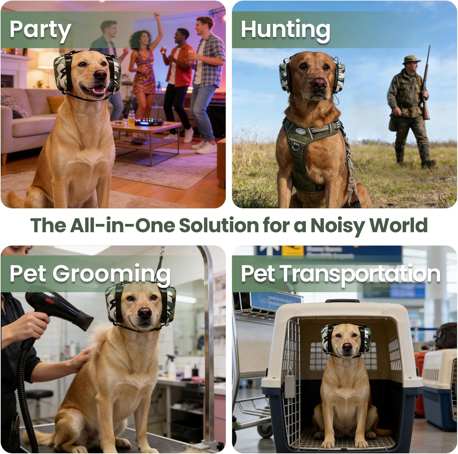 Dog Ear Muffs for Noise Protection, 22dB NRR Noise Cancelling Headphones for Dogs - Adjustable & Comfortable Calming Earmuffs, Anxiety Relief for Fireworks, Thunder, Hunting, Vacuums, Travel