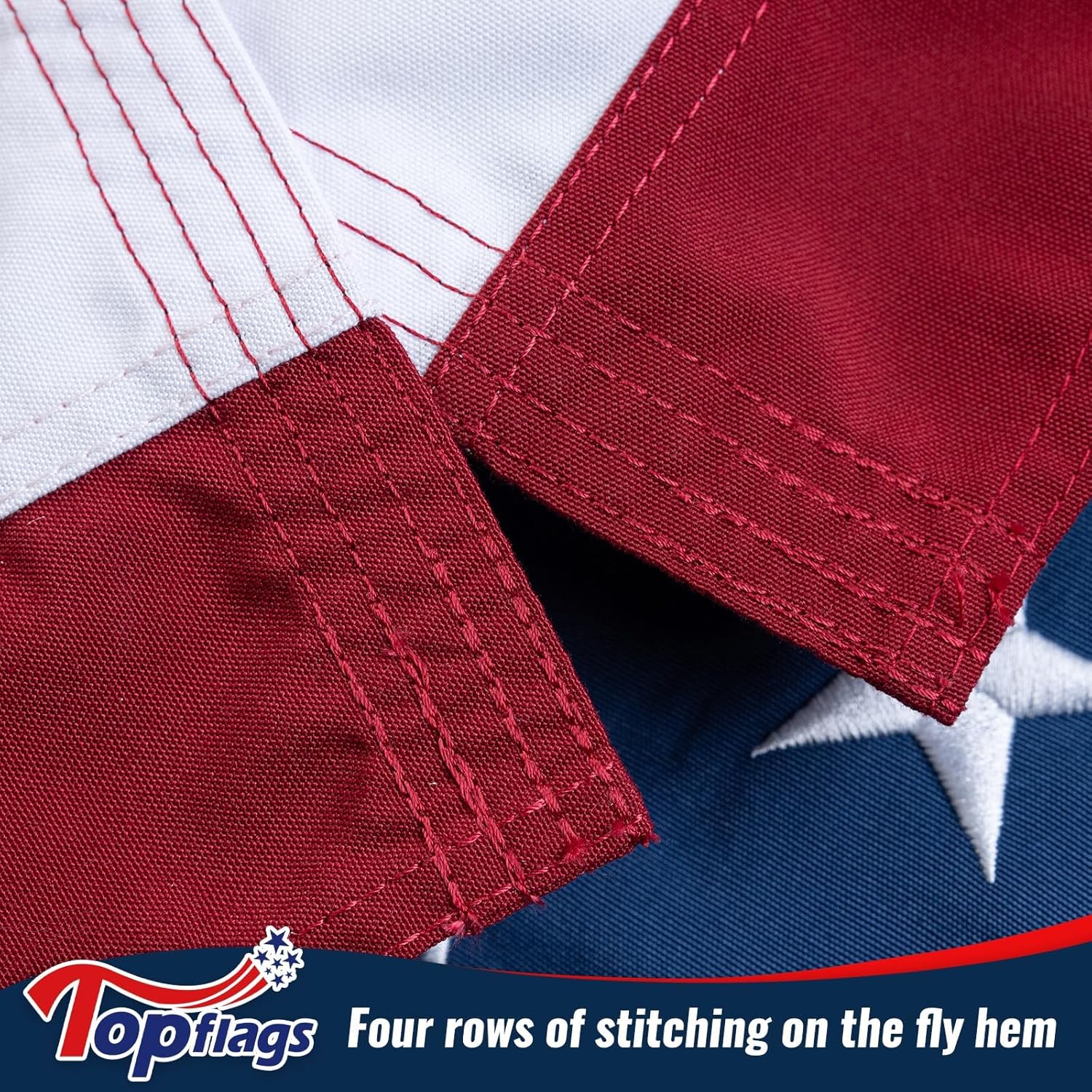 TOPFLAGS 100% Cotton American Flags 3x5 Ft for Outside TearProof Embroidered Stars Heavy Duty Outdoor Sewn Stripes,Longest Lasting Flag for High Wind