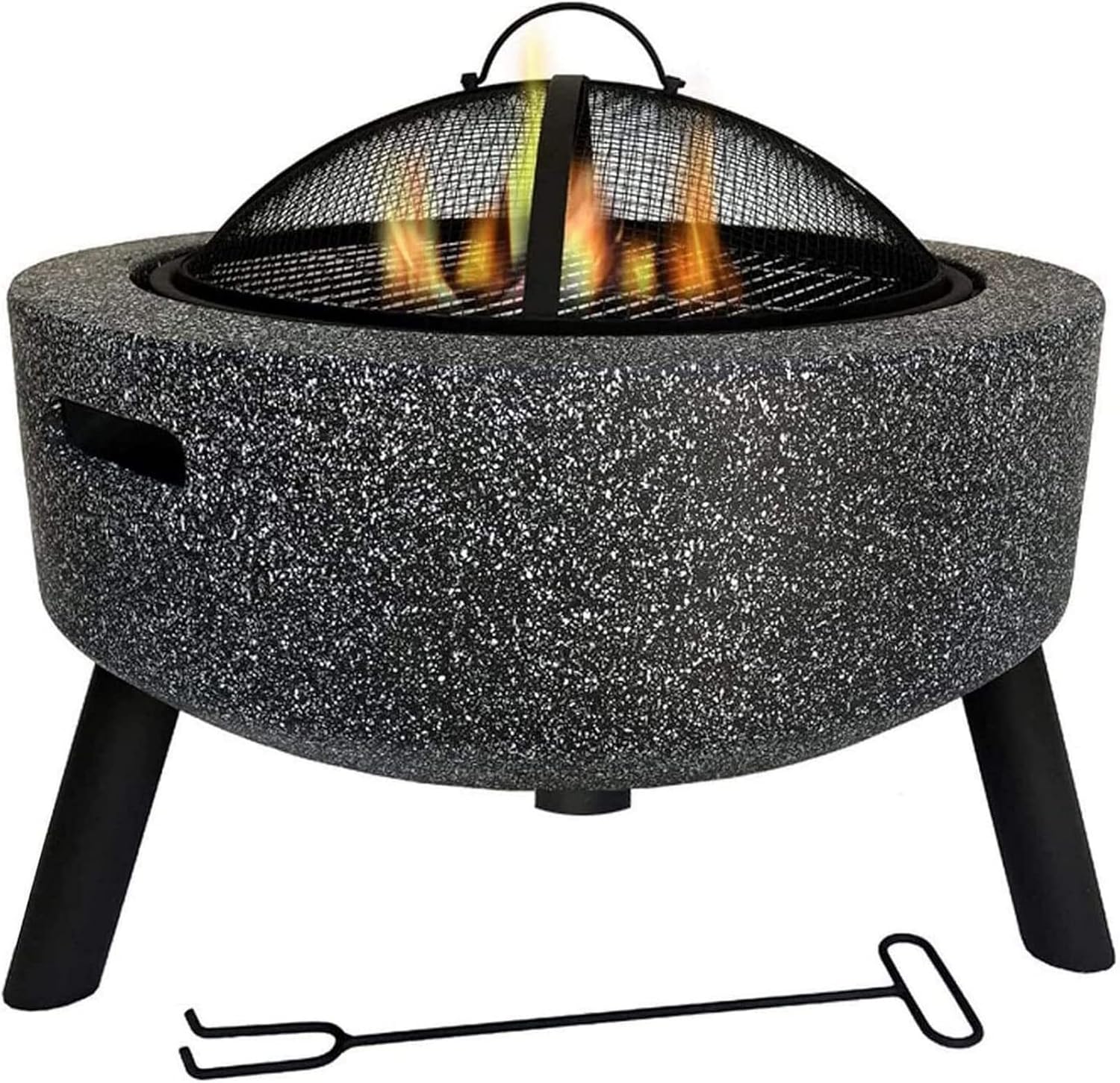 Garden Fire Pit Portable Grill Barbecue Rack Outdoor Fire Pits Fire Bowl, Magnesia Barbecue Grill, for Outdoor Garden Fire Pit Heating/Barbecuing, Garden Terrace for Camping Backyard, White
