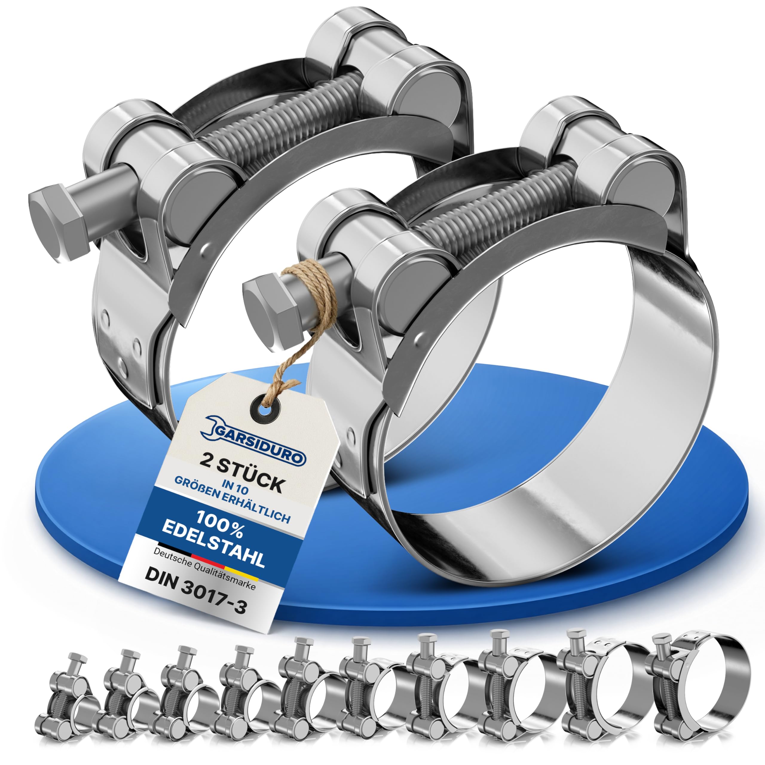 GARSIDURO® Gelenkbolzenschelle Edelstahl | 20-22mm [2 Stück] rostfrei | Schlauchschellen für hohe Belastungen | Spannbackenschellen für Pool Auspuff Schelle Saugschlauch Druckschlauch Auspuffschellen