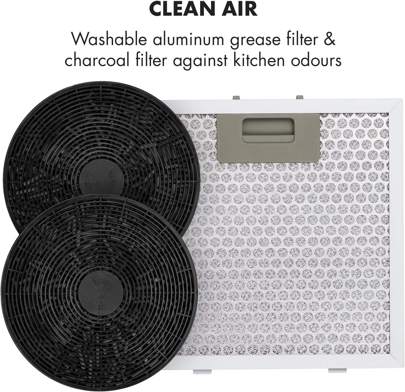 Klarstein Barett Range Fan - Island Hood, 190 W Motor, Max. 560 M³/H Circulating Air, 3 Power Levels, Led Cooking, Stainless Steel, 35 cm, White