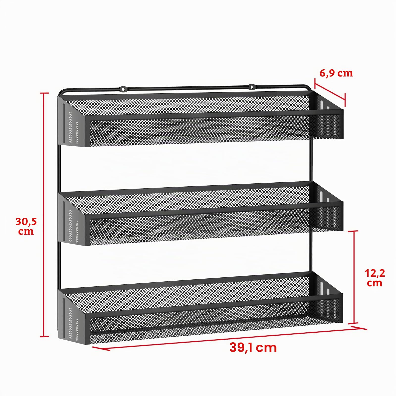Juego de 2 estantes de especias colgantes para montar en la pared, grandes, organizador de especias estrecho de metal cromado para almacenamiento de tarros, cocina, armario interior o puertas de