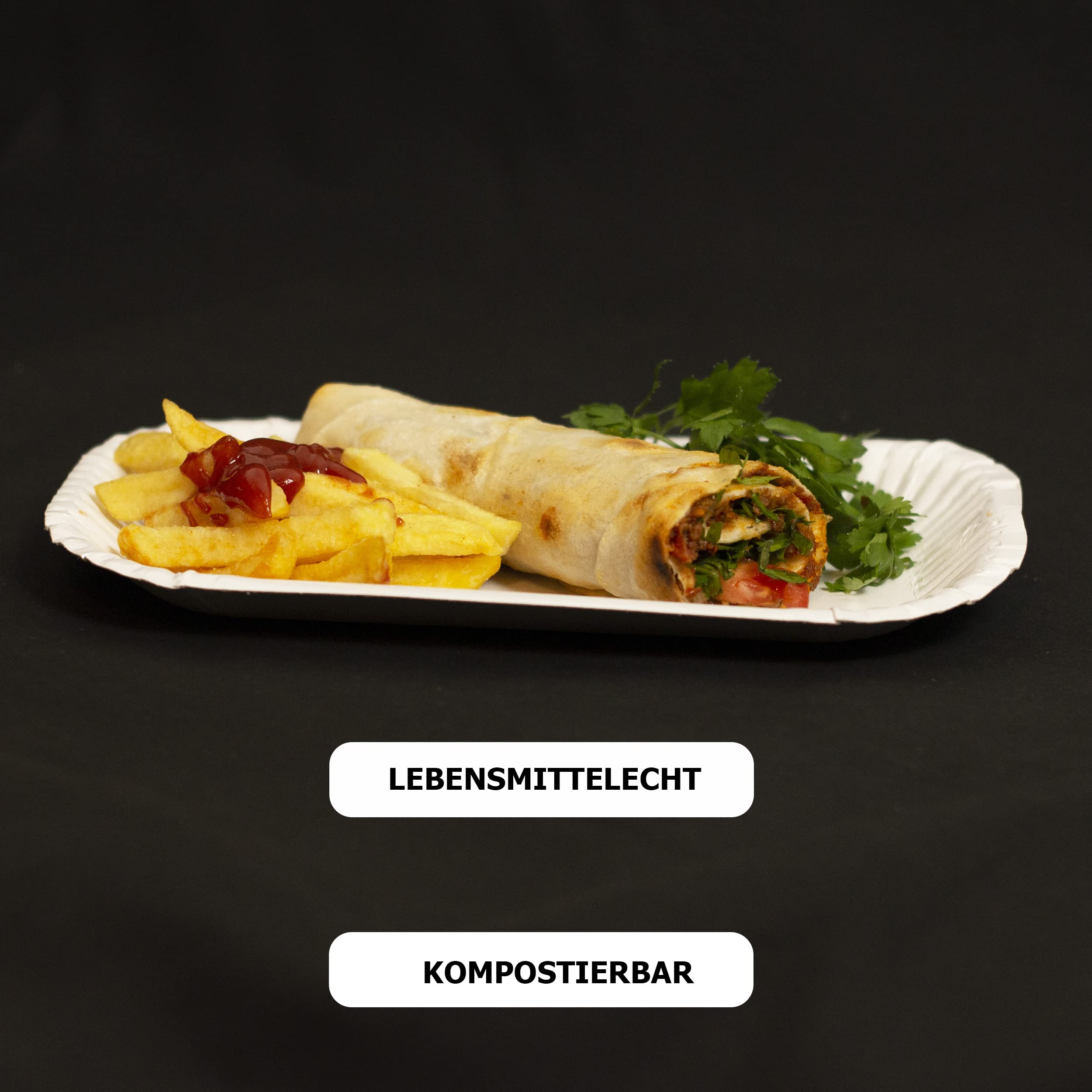 Commerline 1000 Pezzi di Ciotole per Patatine in Cartone 15x23x2 cm | Piatti di Carta Rettangolari per Currywurst e Patatine | Piatti Usa e Getta Resistenti e Ecologici | per Feste e Ristorazione