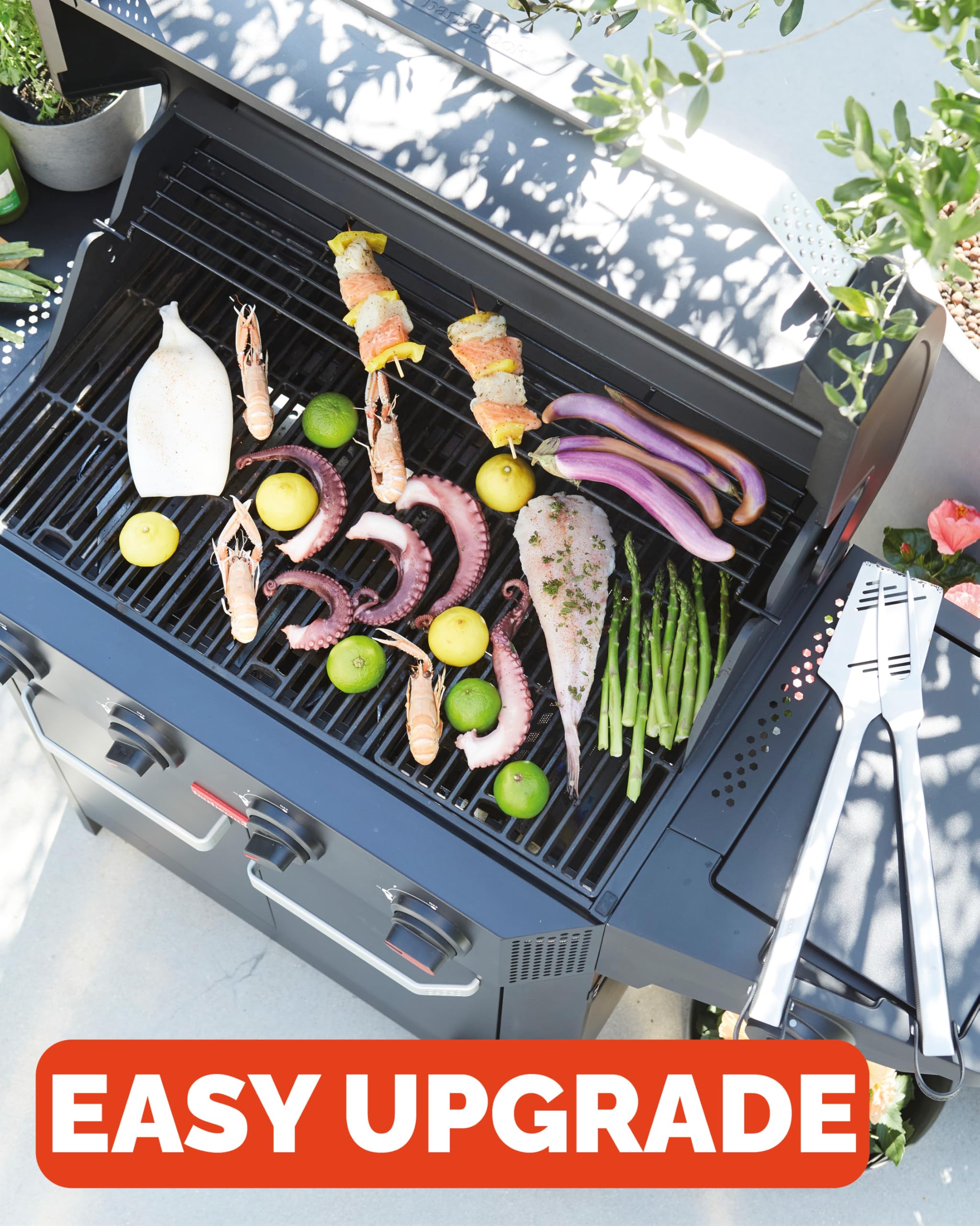 Barbecook grill gazowy Luca 412 z szafką i palnikiem bocznym czarny 145,4 x 60,3 x 112,3 cm