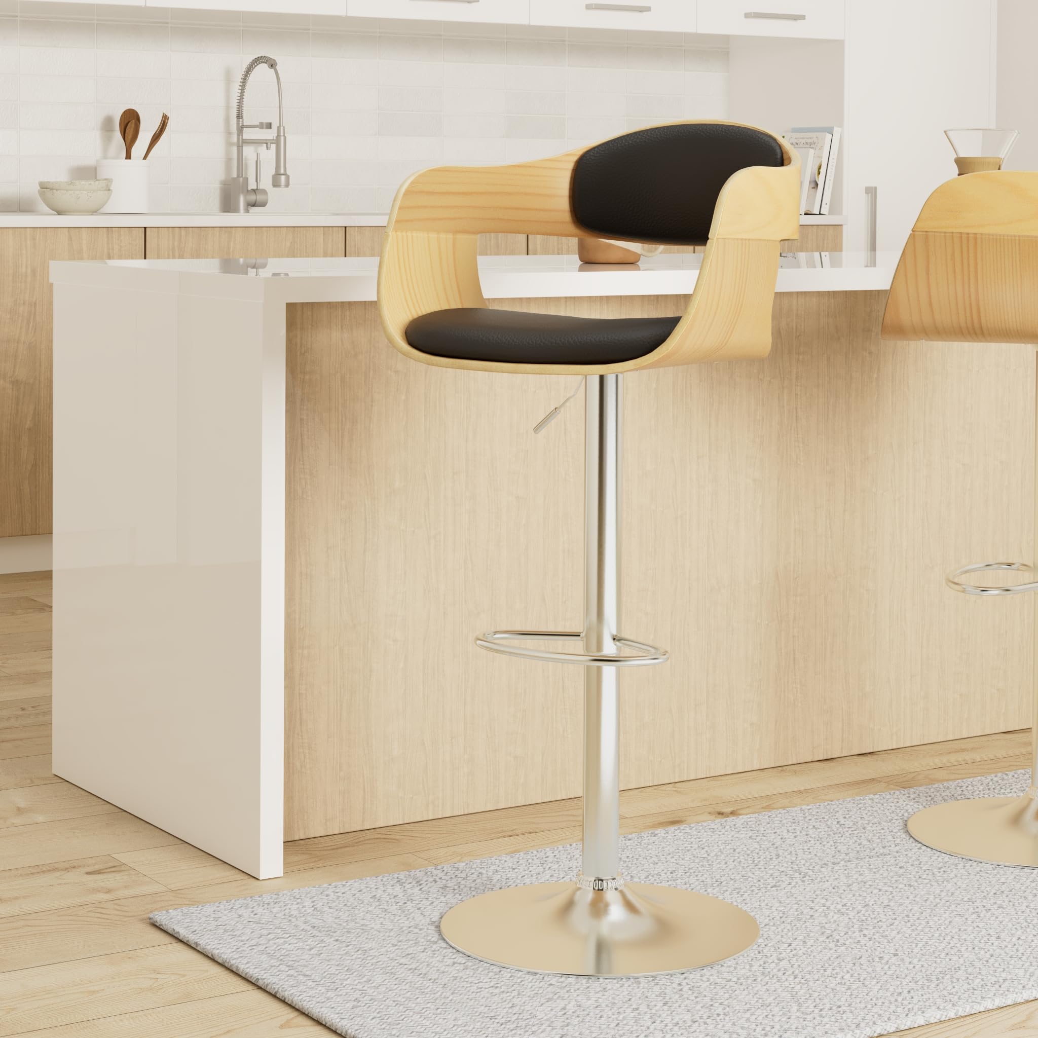 Barkruk Kingston - Frame Zwart walnoot/zwart Stof | 321627