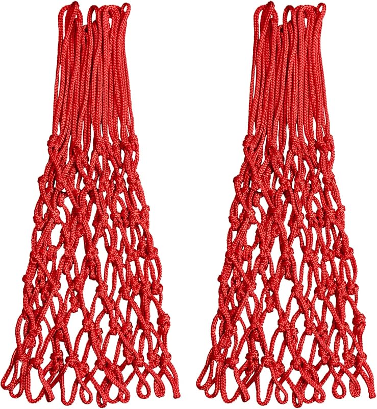 Sanung 2 Pieces Professional Basketball Net Replacement, Heavy Duty Anti Whip 12 Loops Red Standard Size Basketball Rim Net Fits Indoor and Outdoor All Weather