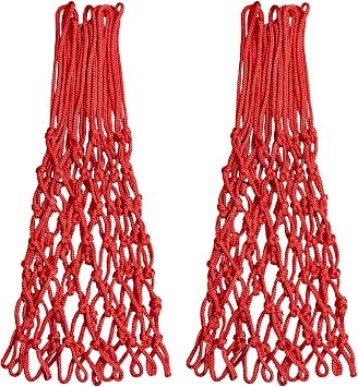 Sanung 2 Pieces Professional Basketball Net Replacement, Heavy Duty Anti Whip 12 Loops Red Standard Size Basketball Rim Net Fits Indoor and Outdoor All Weather