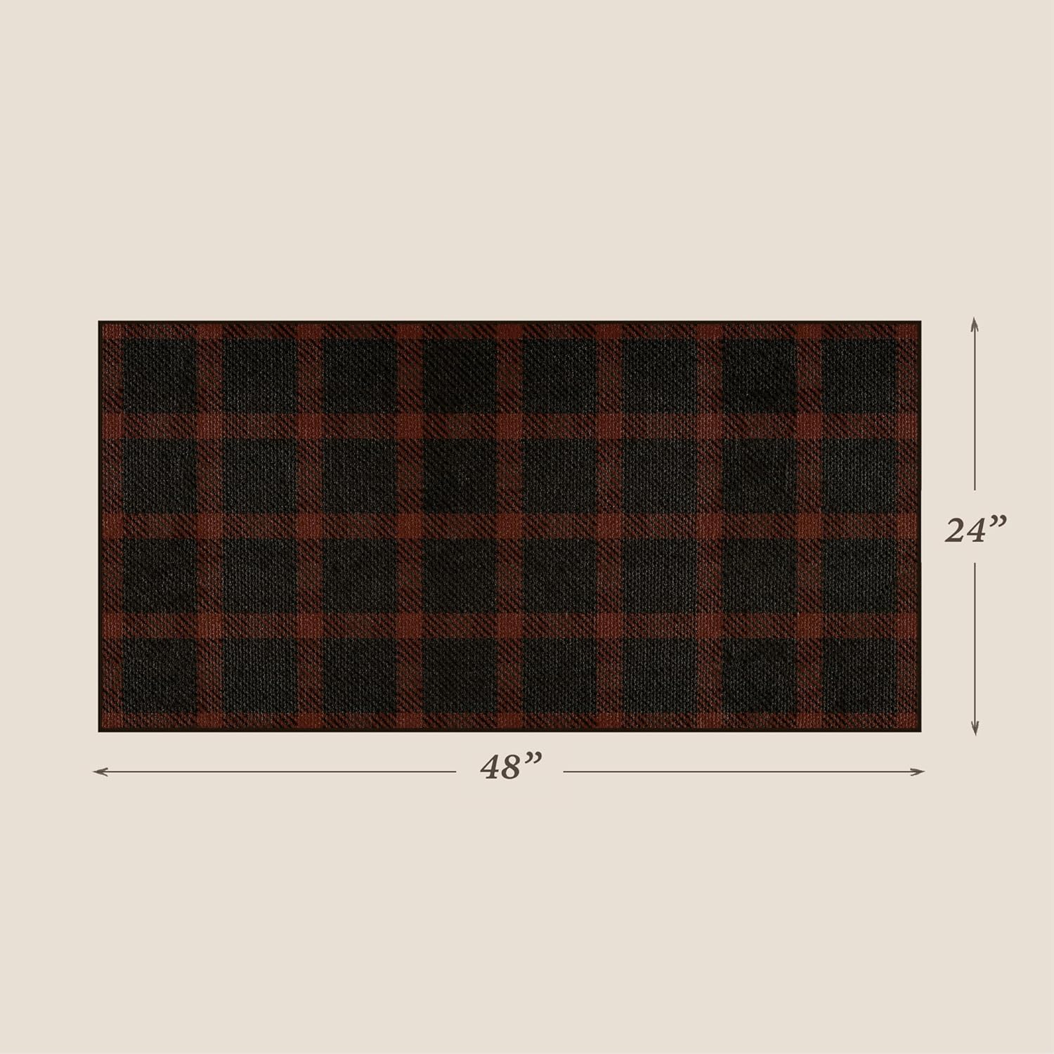 2x4 Retro Buffalo Plaid Indoor Entryway Runner - Front Door Mat Indoor Entrance, Non Slip Washable Rug for Kitchen, Living Room and Fireplace, Washable Easy Jute Red and Black Fall & Holiday Decor