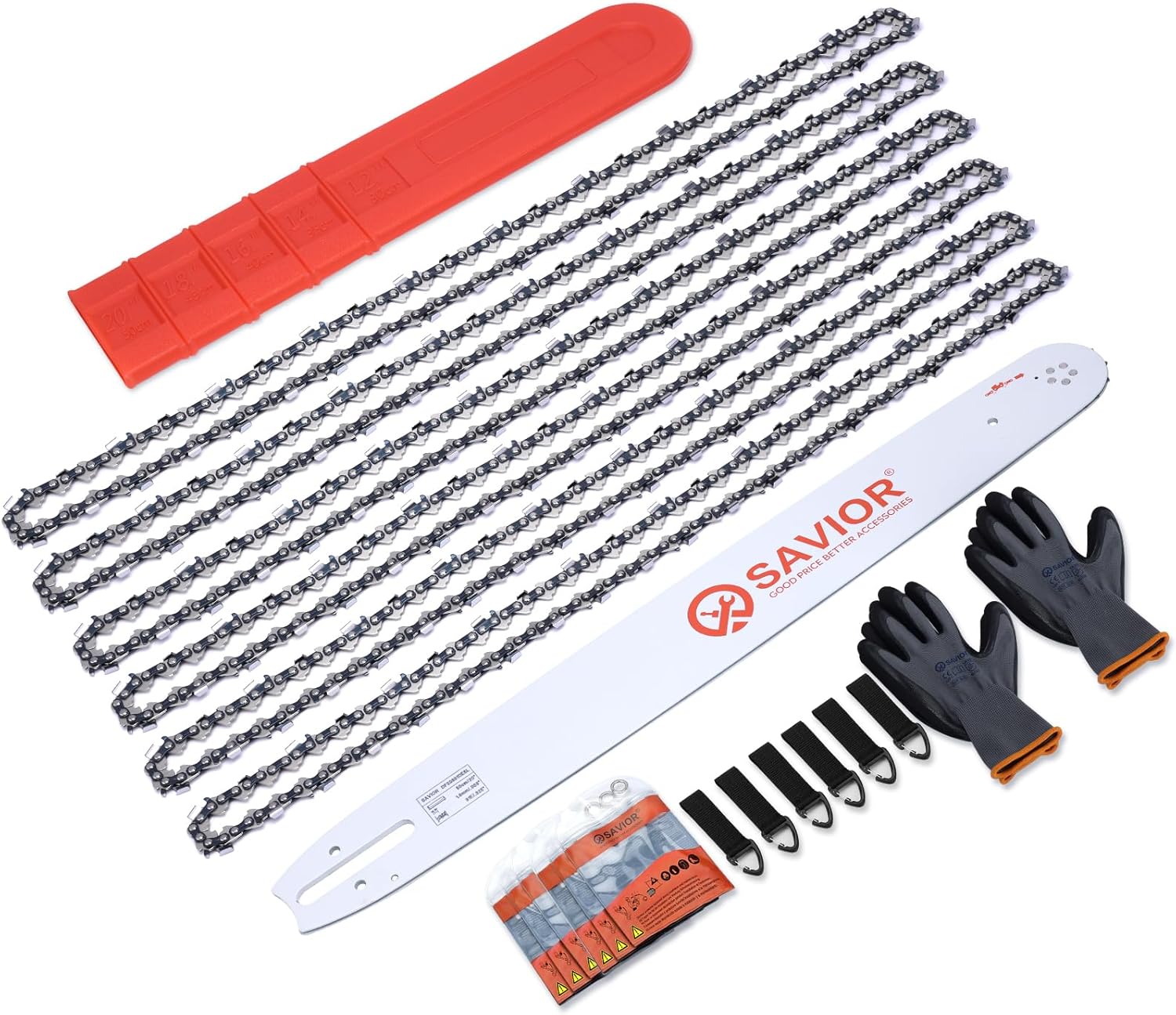 Savior 20 Inch Chainsaw Bar with Chain Combo for L81 .325" 81 Drive Links .063" Gauge Fits Stihl MS291 MS271 MS290 MS261 and More, Replacement Bar 203VXLGD025 (Chain*6+Bar*1)