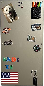 Large Magnetic Board for Wall - Magnet Display Board - Magnetic Bulletin Board - Dry Erase Memo Board- Made in USA Metallic Silver, 15" Wx30 L