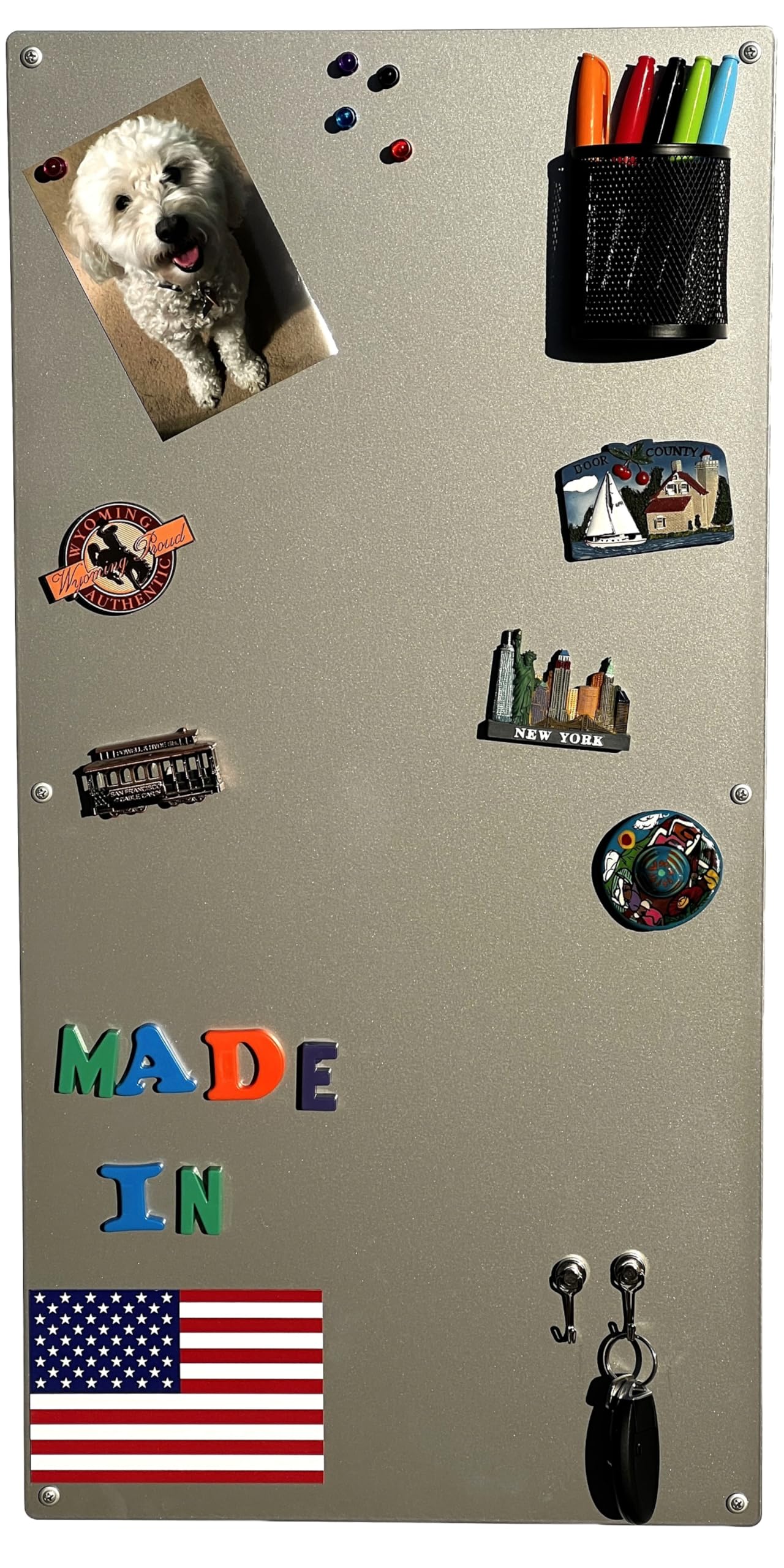 Large Magnetic Board for Wall - Magnet Display Board - Magnetic Bulletin Board - Dry Erase Memo Board- Made in USA (Metallic Silver, 15" Wx30 L)