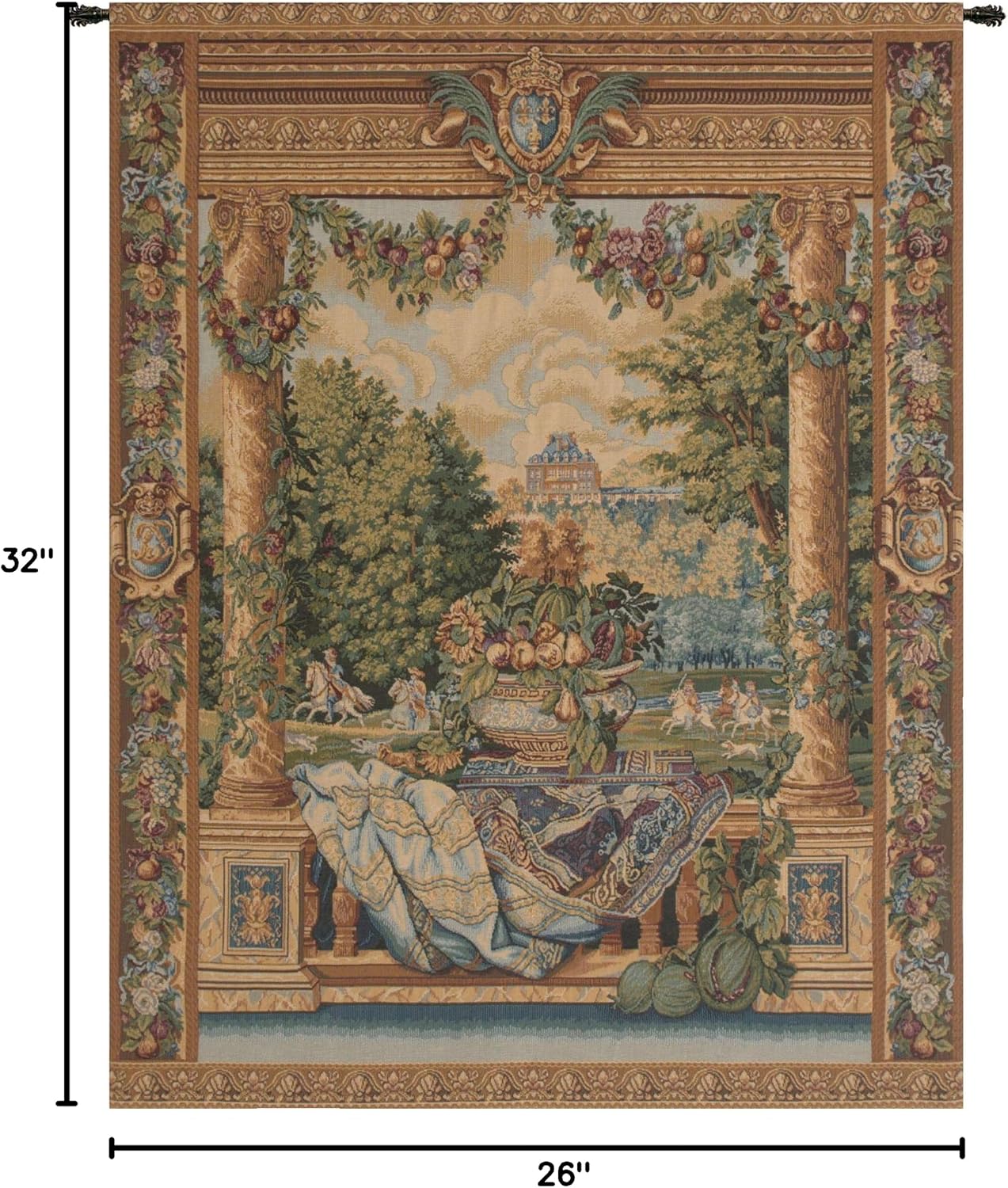 Charlotte Home Furnishings Inc. Versailles Castle Italian Tapestry Wall Hanging 32 X 26 Inch Viscose Cotton And Polyester Blend Wall Art Perfect for Home And Wall Decor By Charles le Brun