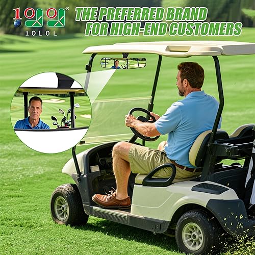 Miniatura 2 de 10L0L Espejo retrovisor universal para carrito de golf Yamaha EZGO Club Car, 16.5 pulgadas, espejo central convexo panorámico extra ancho con