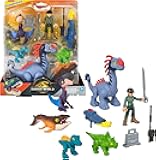 Imaginext Jurassic World Rebirth Action Figure Set with 1 3-inch Human, 5 Dinosaurs, Toy Launcher & Accessories