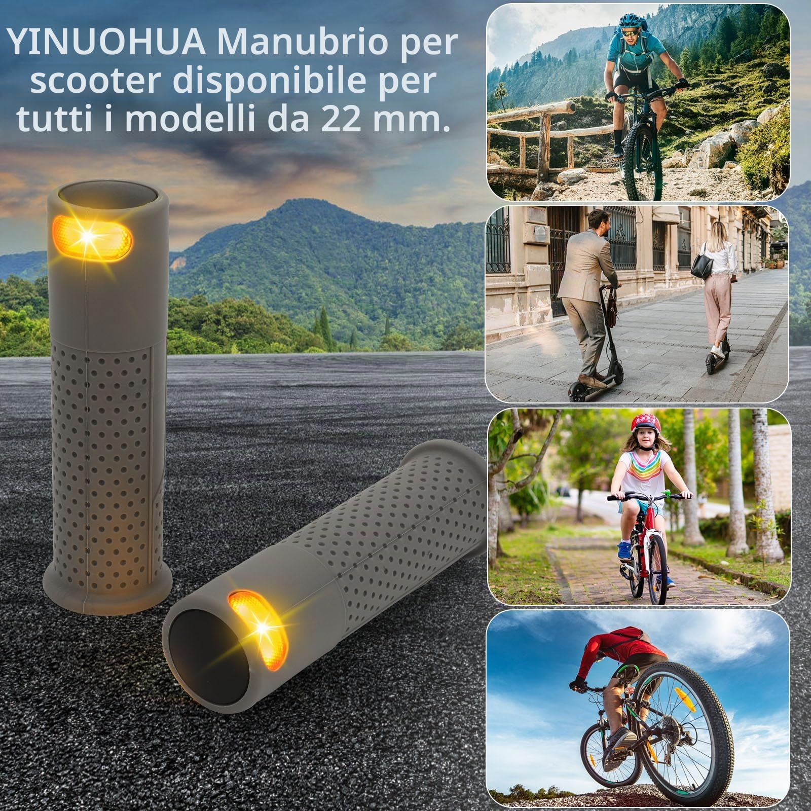 Maniglia Lampeggiante con Luce Manubrio e Segnale di Svolta, Ricarica Wireless Telecomando per Xiaomi M365 Pro2 Ninebot Max G30D