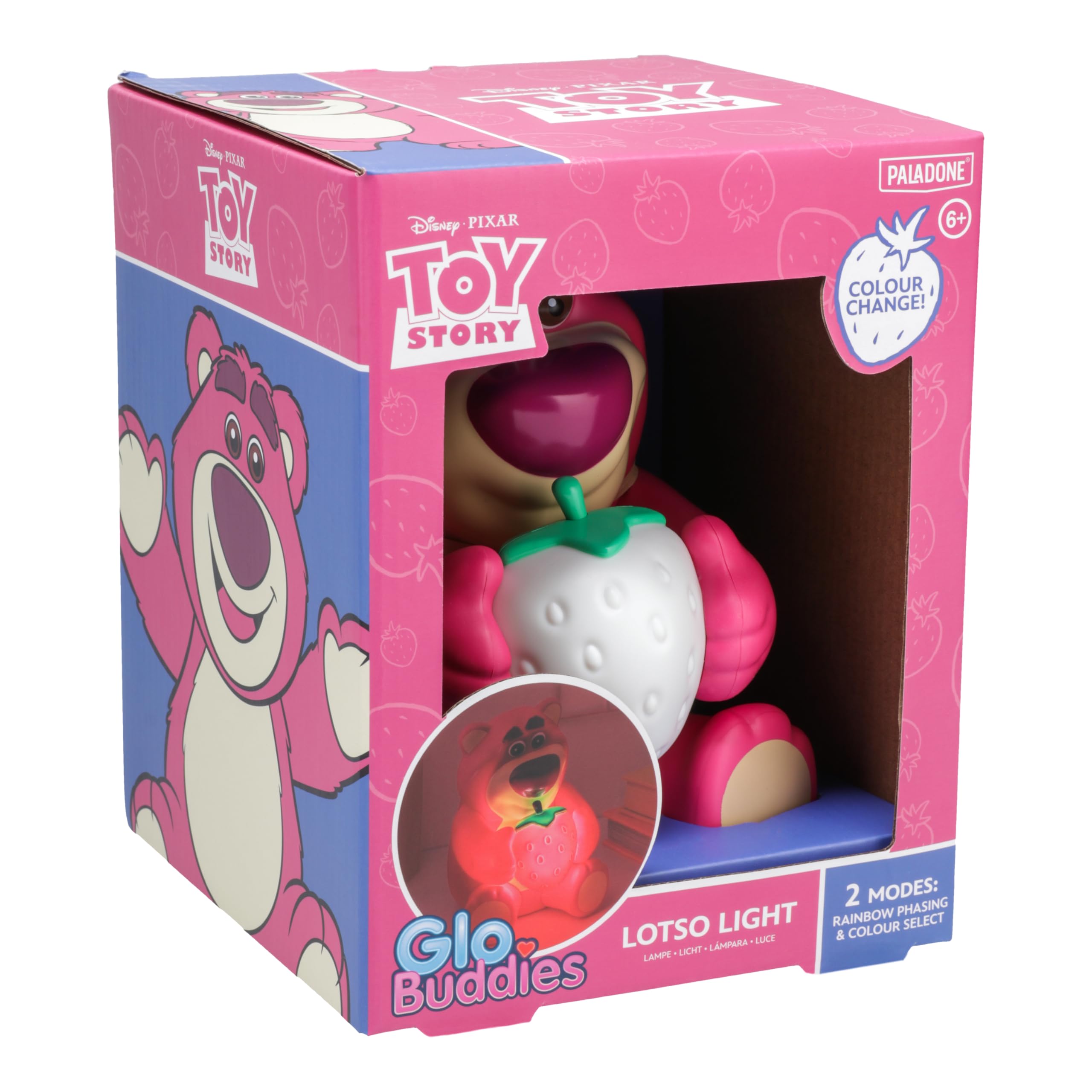 Paladone Lotso Huggin Bear GloBuddies Colour Changing Strawberry Light, Officially Licensed Disney Toy Story 3D LED Lamp - Image 2