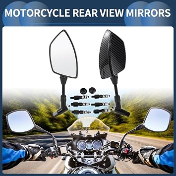 1 Set Motorcycle Rear View Mirrors Universal Plastic Iron Clear Glass Bar End Side Mirrors Mount Black Irregular Trapezium Straight Handle