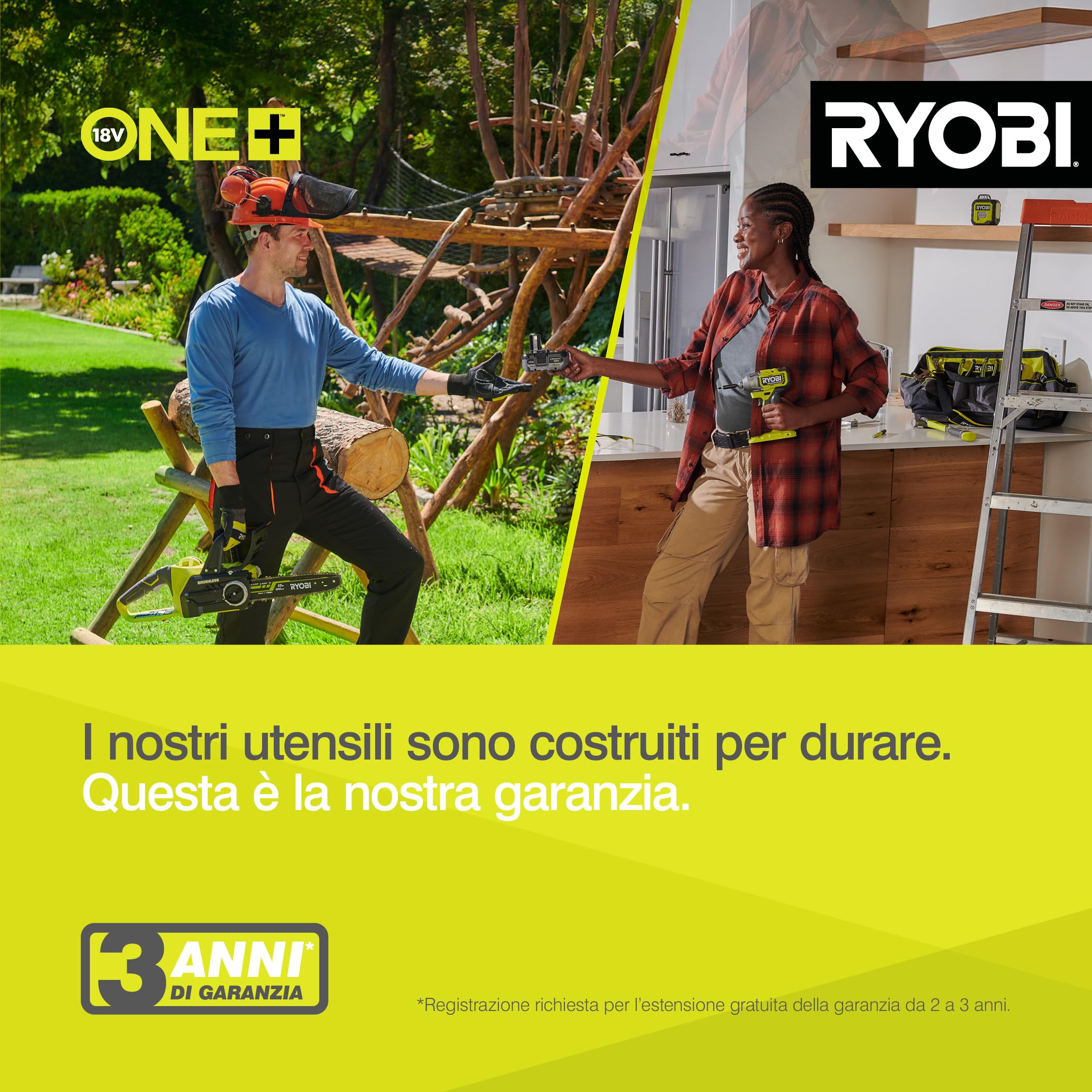 Ryobi OLM1833B Tosaerba a Batteria 18V ONE+, Ripiegabile, per Giardini Fino a 500 m², Batteria Non Inclusa, Taglio 33cm