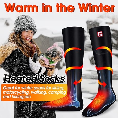 Miniatura 9 de Rabbitroom Calcetines térmicos para hombres y mujeres, recargables con batería eléctrica con ajuste de 3 niveles, calcetines de invierno con