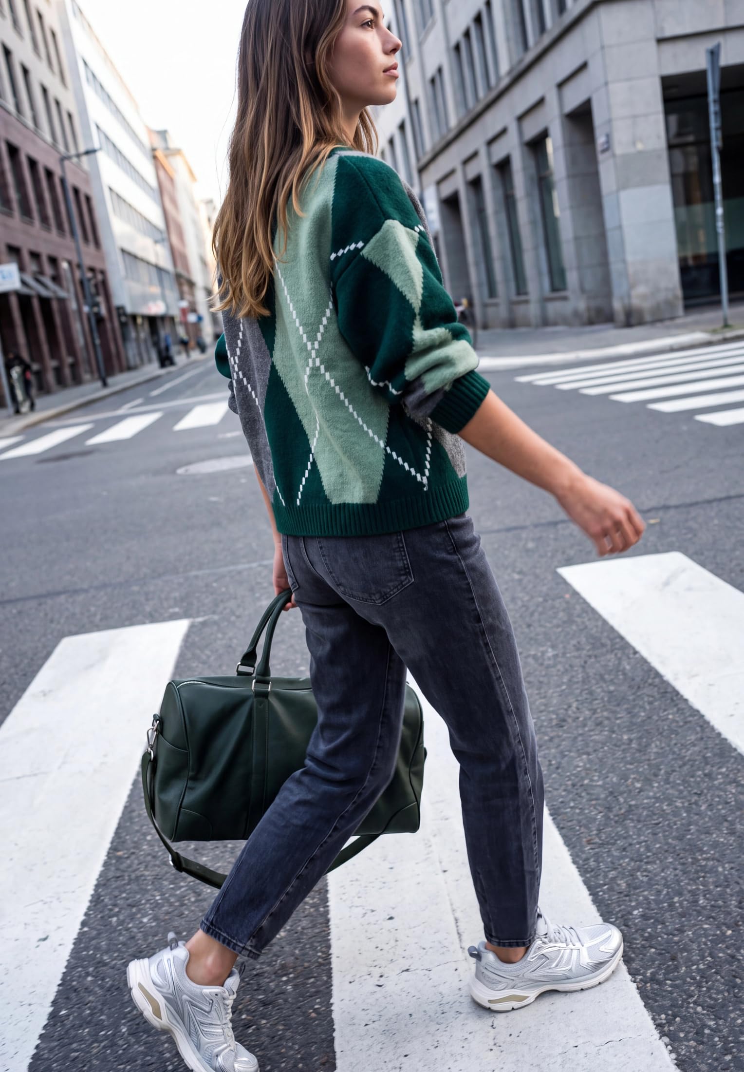 Street One Studio Damen 3017878 Pullover mit Rundhals und Argyle-Muster (1er Pack)