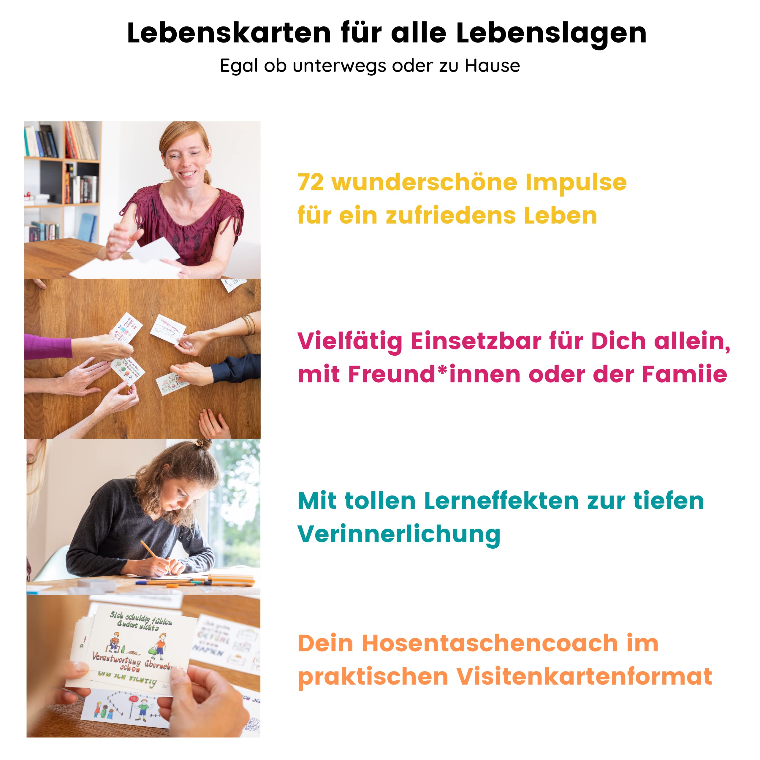 Lebenskarten Serie 1" Das Original" (72 Karten + Begleitheft) – Affirmationskarten, Coaching Karten für Selbstwert, inneres Kind & Krisenbewältigung – Achtsamkeitskarten als Geschenk für Frauen