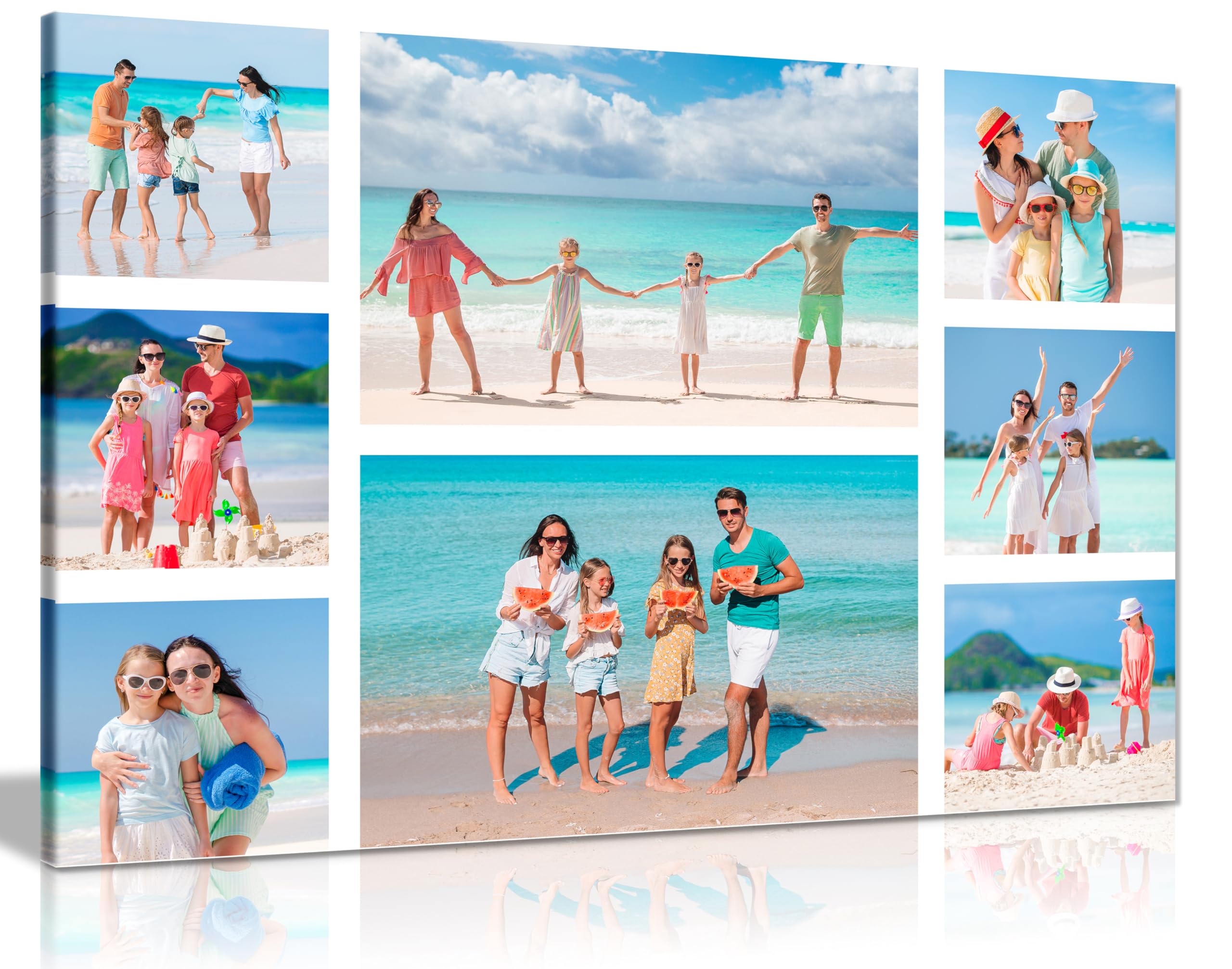 8 Photo Collage Landscape Personalised Canvas Print – Custom Photo Collage Wall Art – Multiple Sizes via “Customise Now” – Custom Printed Gift for Home & Occasions