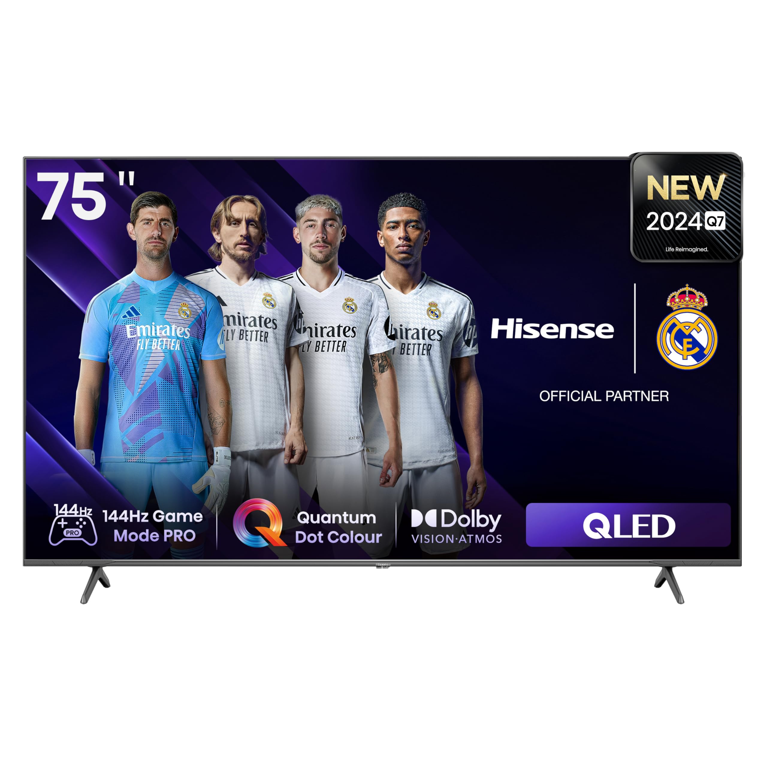 Hisense 75-Inch Q7 Series Quantom Dot 4K UHD VIDAA Smart TV (75Q7N, 2024 Model) - QLED, Native 144Hz, Full Array Local Dimming, Game Mode Pro, Alexa Compatibility