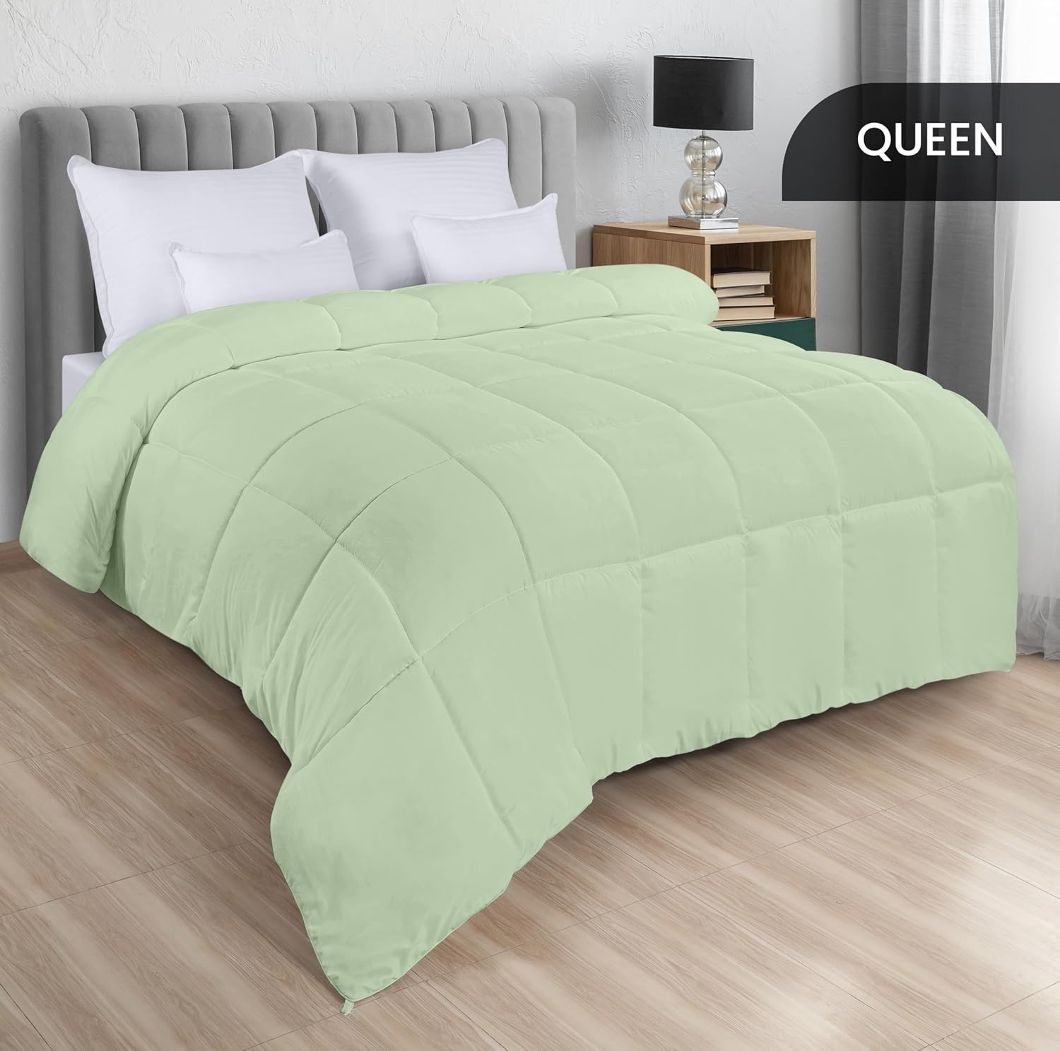 Utopia Bedding Comforters Queen Size, All Season Duvet Insert, Down Alternative Box Stitched Bed Comforter with Corner Tabs, Machine Washable (Sage Green) - Image 2