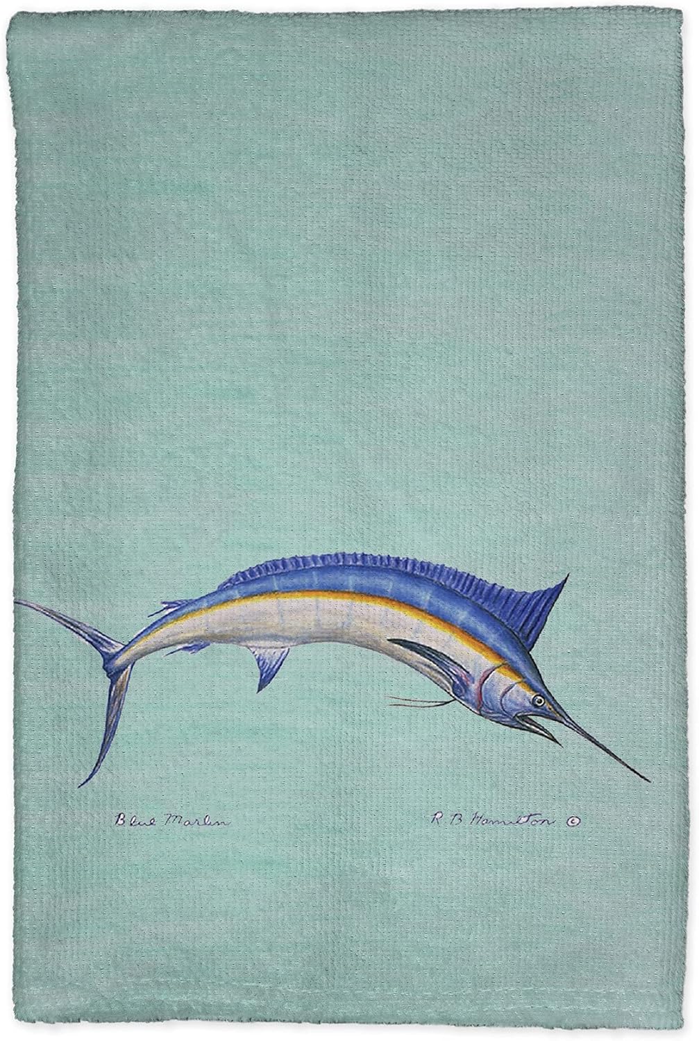 Betsy Drake Blue Marlin on Teal Kitchen Towel