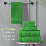 Elegant Comfort Luxury 6-Piece Towel Set, Premium Soft 100% Turkish Cotton, Three Line Popcorn Design 2 Bath Towels, 2 Hand Towels and 2 Washcloths Towel Set- Quick-Drying and Absorbent, Emerald Green