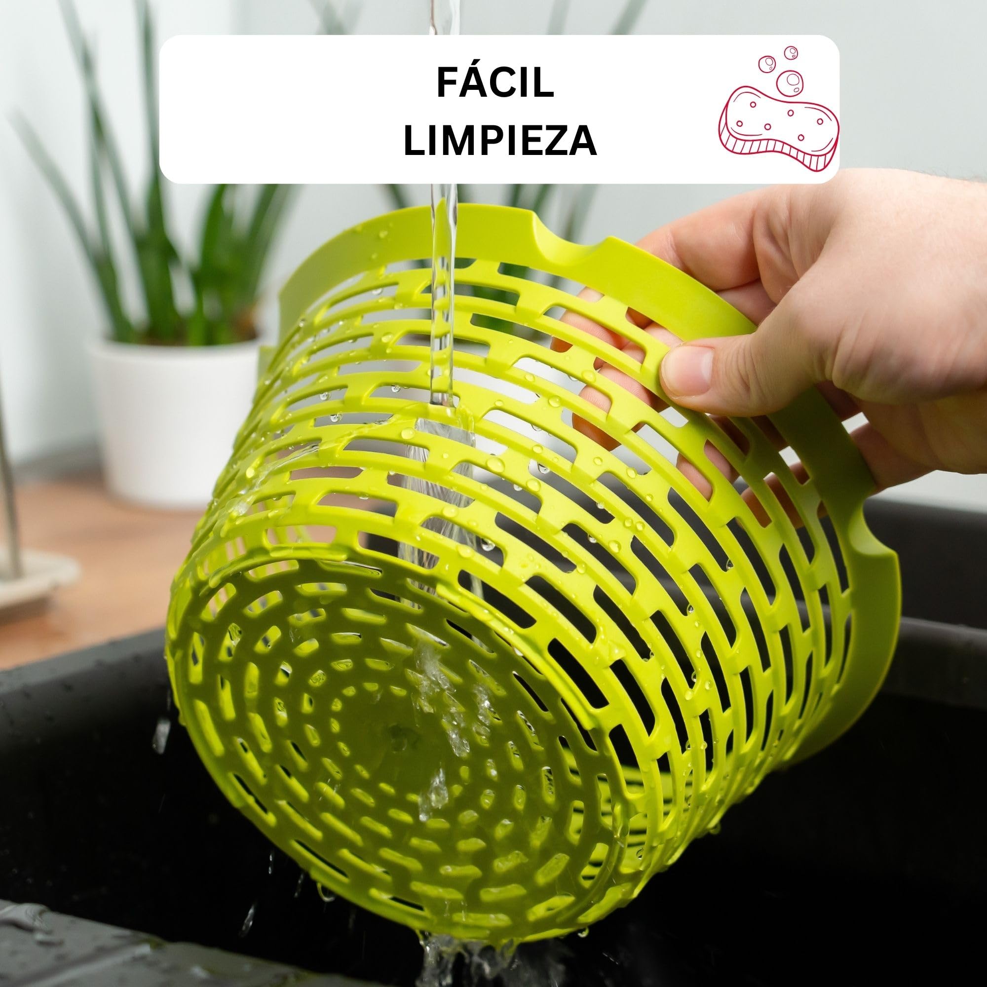 Westmark Centrifugadora de lechuga, Capacidad: 4,4 litros, ø 23,5 cm, Plástico, Sin BPA, Spinderella, Color: transparente/blanco/verde, 16753360