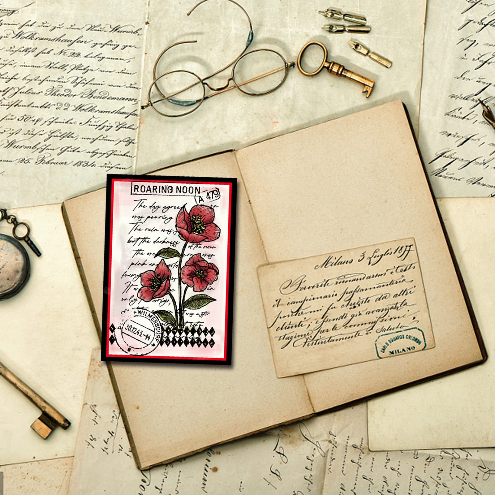GLOBLELAND Vintage transparent silicone stamps for scrapbooking DIY cards butterflies roses