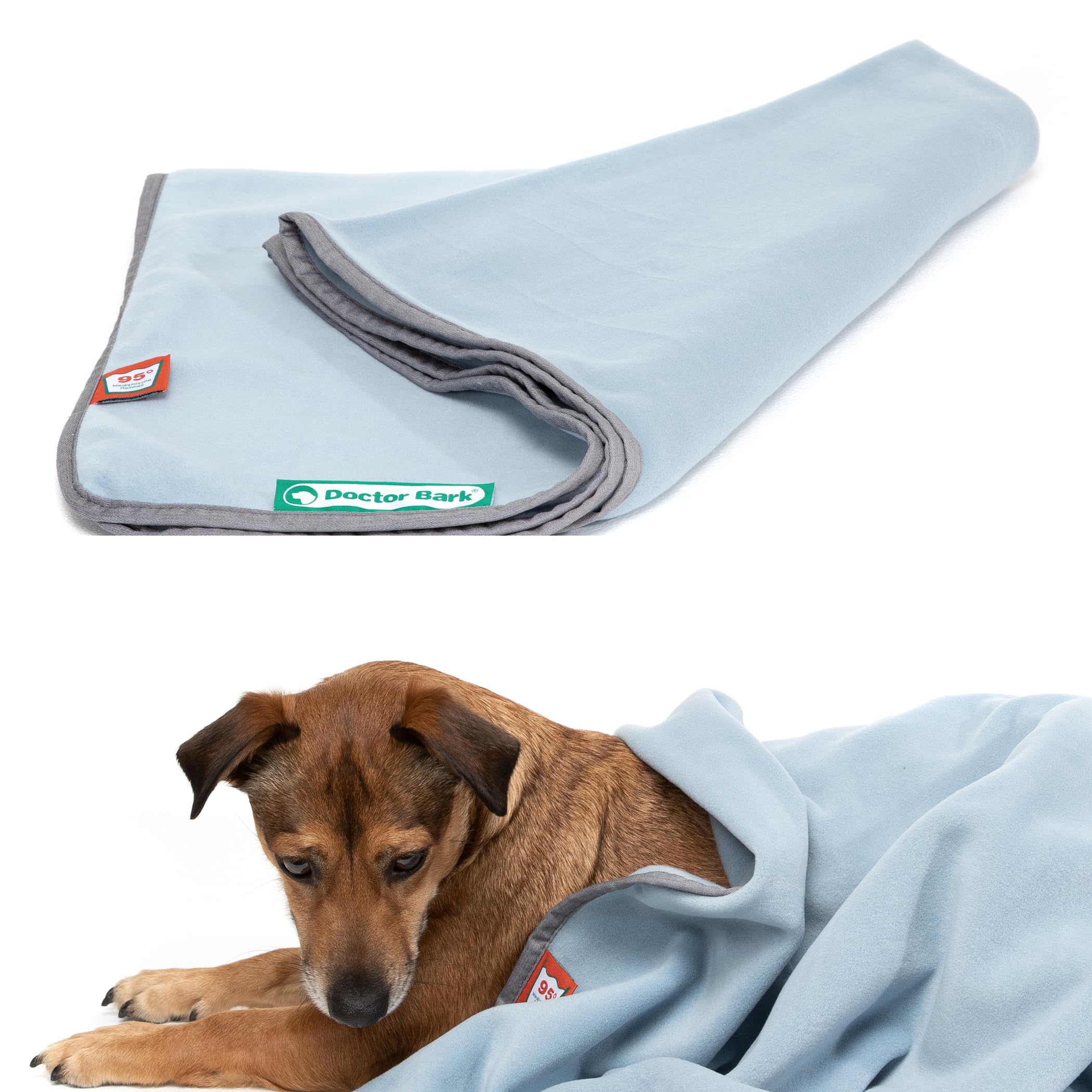 Doctor Bark Manta acogedora para Perros, Lavable hasta 95 °C, higiénica, Suave Manta Polar para sofá y Cama para Perros, Manta mullida para Mascotas, Fabricada en Alemania (140 x 100 cm, Azul Claro)