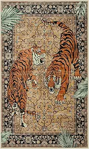 Moynesa Tiger Washable Rugs, 3x5 Entry Area Rugs, Non Slip Vintage Soft Living Room Carpet, Boho Low Pile Stain Resistant Indoor Throw Mat for Kitchen Bedroom Entrance, Camel