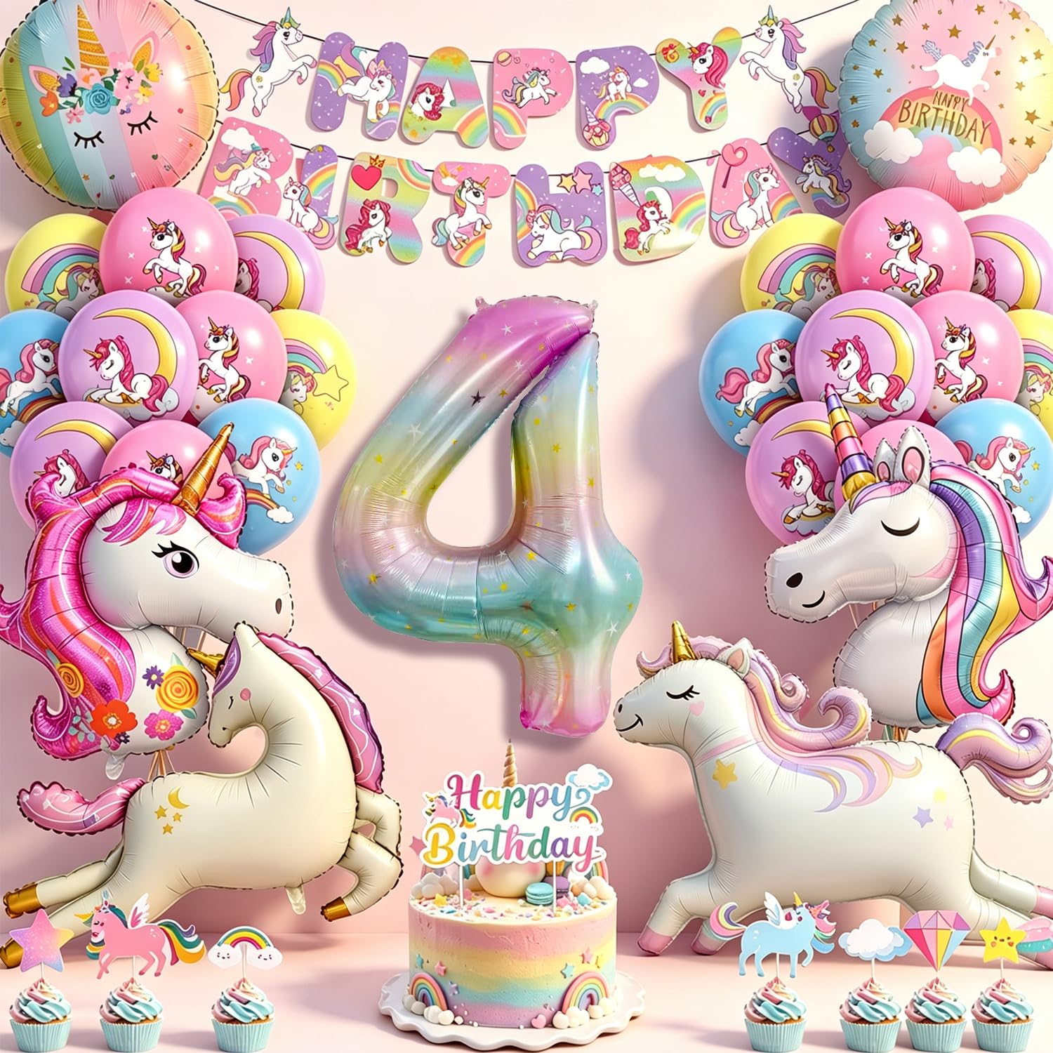 Fizdoqg Unicorn Balloons Birthday Girl 4, Unicorn Party Decorations Balloon