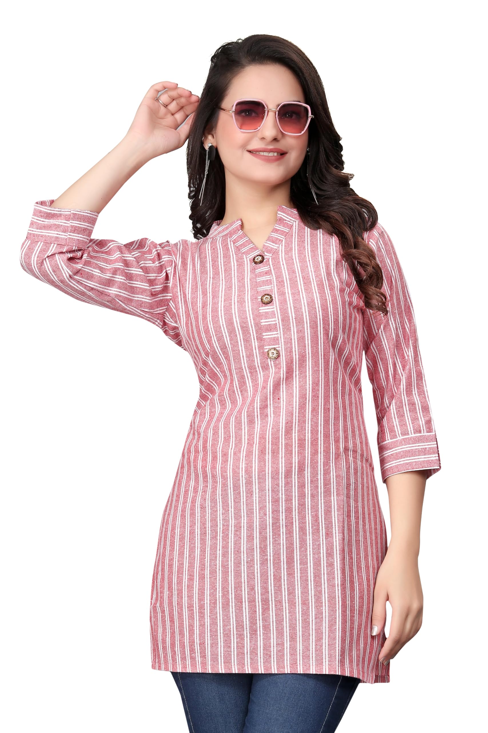 Casual Roll Up Sleeves Striped, Self Design, Printed, Solid Women Blue Top-picture-48