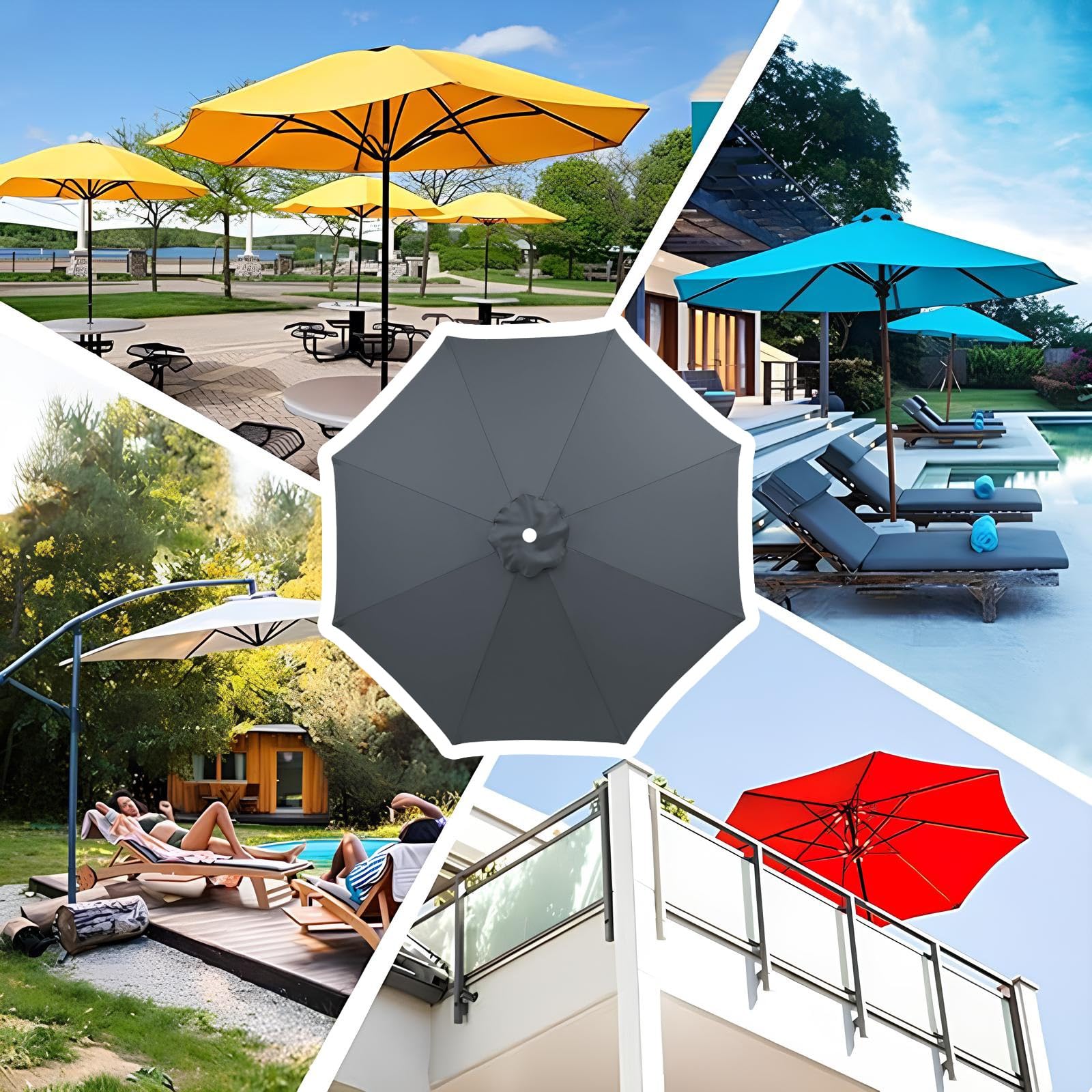 Zewnętrzny parasol tarasowy, zapasowy baldachim 200-350 cm na żebra 6/8 - tkanina parasola przeciwsłonecznego do ogrodu, na plażę, basen, targ i podwórko