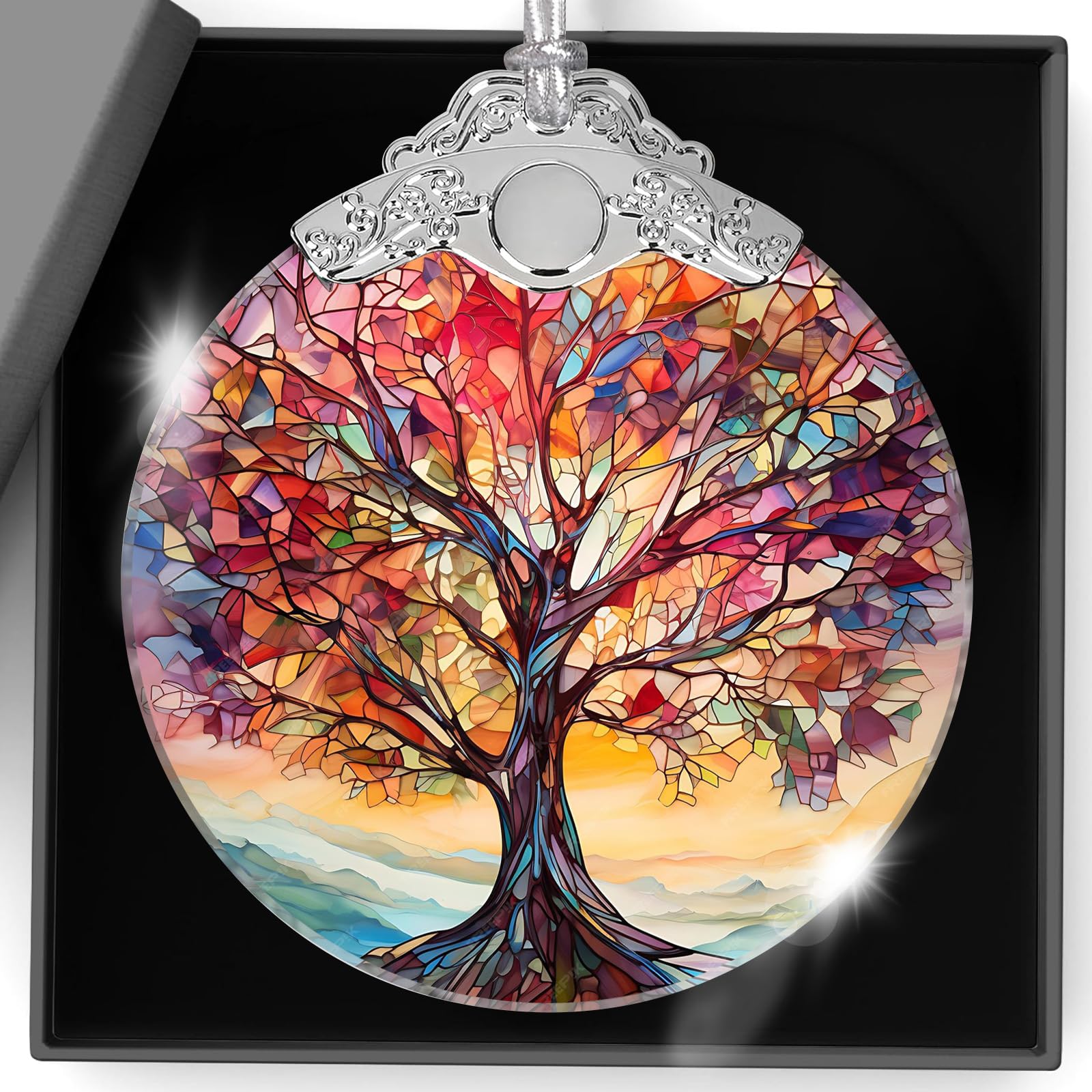 Qylazune Red Christmas Sun Catchers For Windows Trees Stained Glass Ornaments Gifts Window Decor Or As Gifts For Nature Lovers Friends, Colleagues, Family Members Outdoor Indoor Home Garden Party Decorations