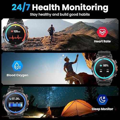 Miniatura 8 de Reloj inteligente militar con GPSbrújula, reloj inteligente con asistente de voz GPT, pantalla AMOLED de 1.56 pulgadas para hombres, compatible con