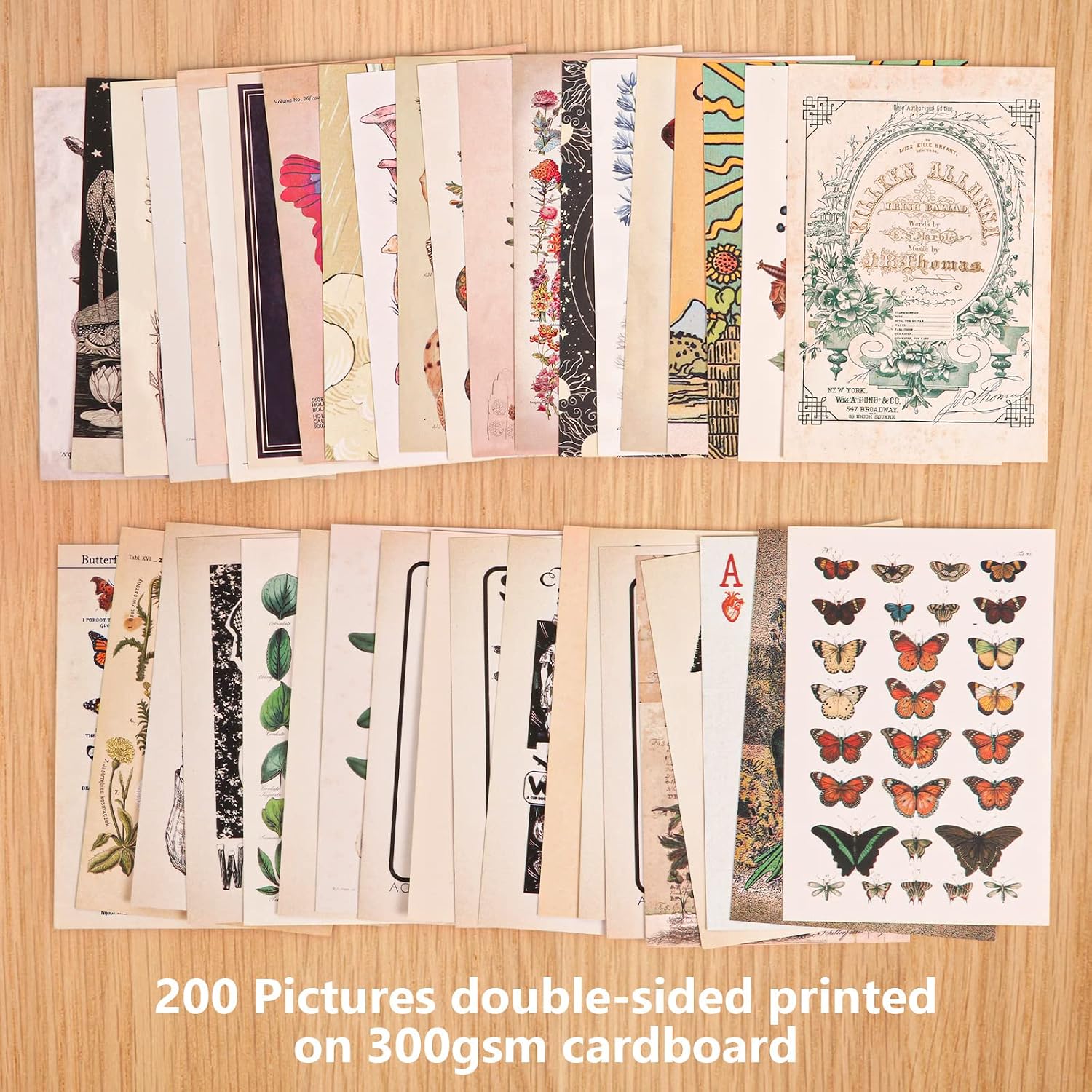 puthiac Wall Collage Kit 100 Pieces Aesthetic Poster Double Sided Botanical Artwork Tarot Pictures Aesthetic Pictures for Vintage Room Decoration 200 Pieces Vintage Pictures Pack
