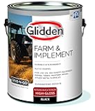 Glidden Farm & Implement Alkyd Enamel Interior/Exterior Paint for use on Machinery, Equipment, Masonry, and Other Metal Surfaces, 1 Gallon, High Gloss, Black