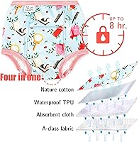 Vista 3 de Max Shape 4 paquetes de ropa interior de entrenamiento para niñas con capa absorbente de cena, pantalones de entrenamiento reutilizables para bebé