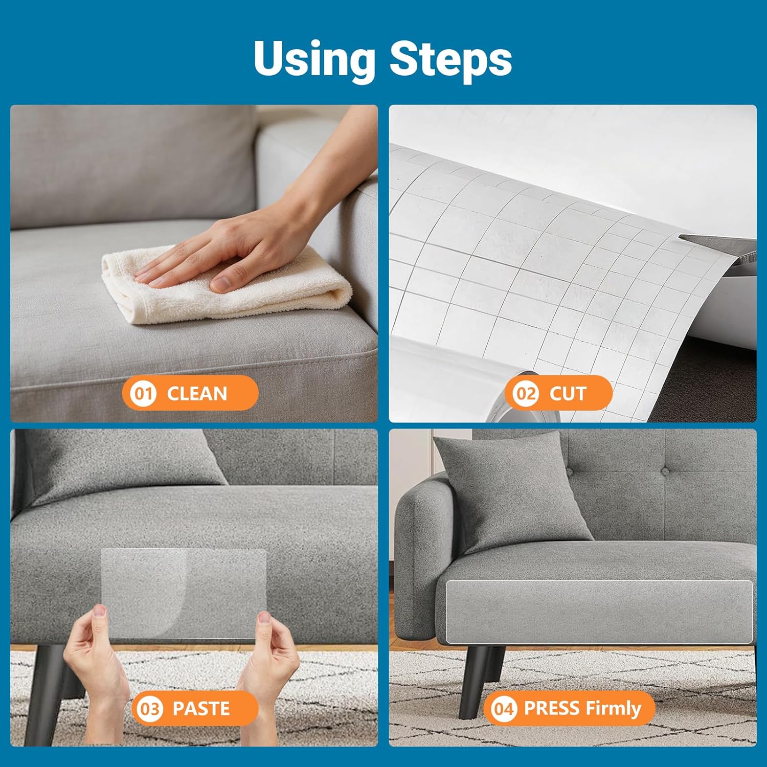 Anti Cat Scratch Furniture Protector – Clear Thicken Vinyl Tape 160"x 12.6", Single-Sided Sticky Couch Protector from Cat Claws, Flexible Guard for Sofa Corner Door Walls Bed Leather