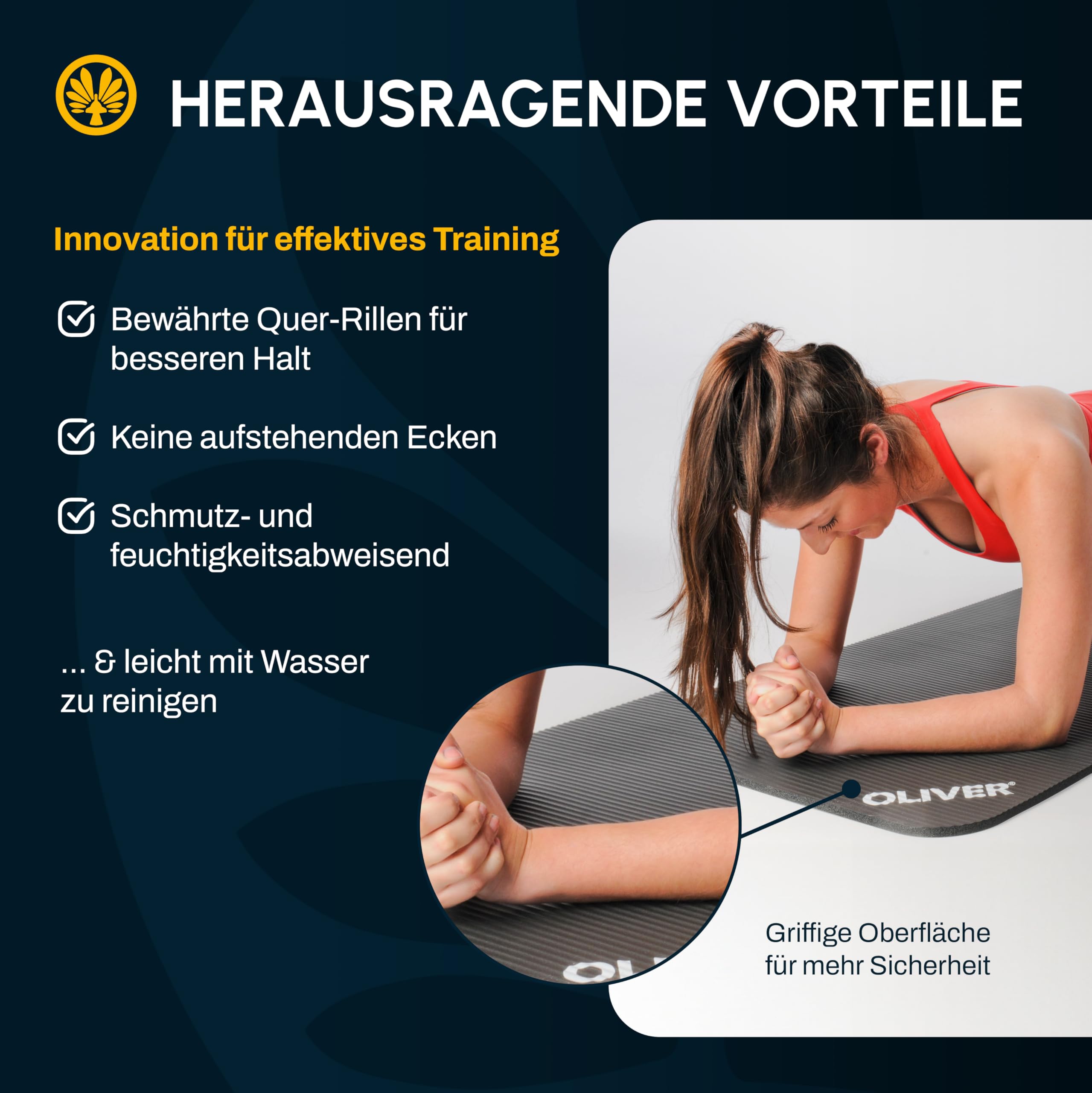 OLIVER Gymnastikmatte 180 Schwarz im 10er Set Fitnessmatte Yoga Pilates Studio