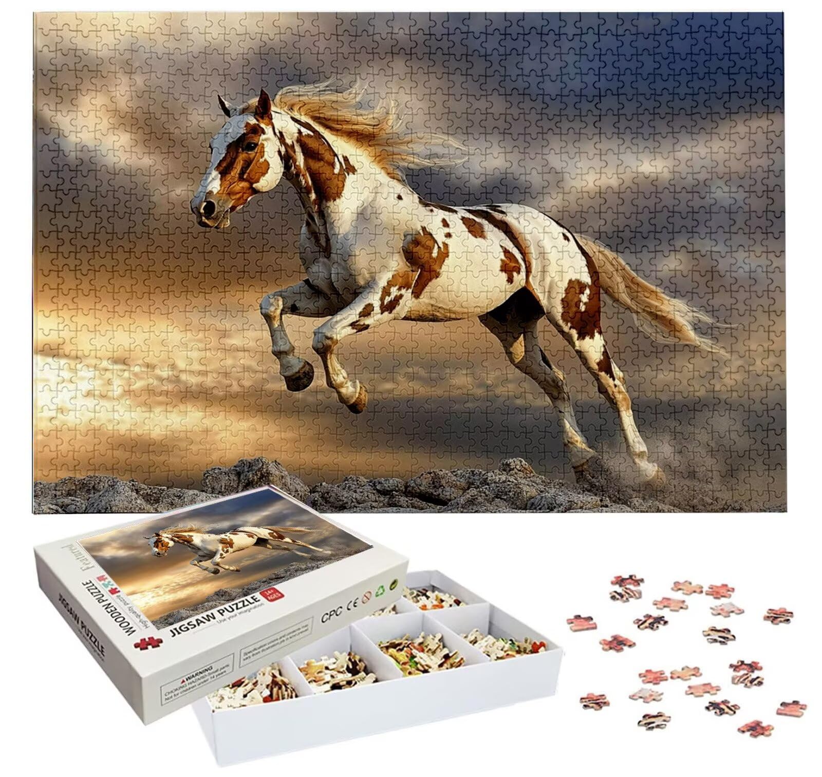 Puzzle 1500 Piezas Caballo, Puzzle Animal con Caja para Adultos, 87x57 cm, DIY 1500 Piezas Rompecabezas Madera para Adultos, Rompecabezas Desafiante para Decoracion Hogar y Pared, Regalo Mujer H-923
