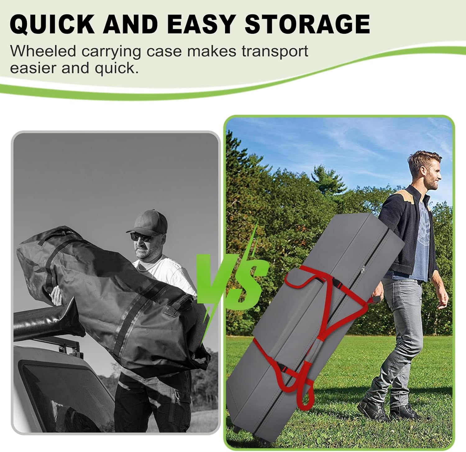 Cuddly Nest Wheeled Canopy Bag Replacement for 10x20ft Pop Up Canopy Tent-Rolling Carry Storage Bag with Sturdy Handles/Buckle Strap and Pocket - Image 3