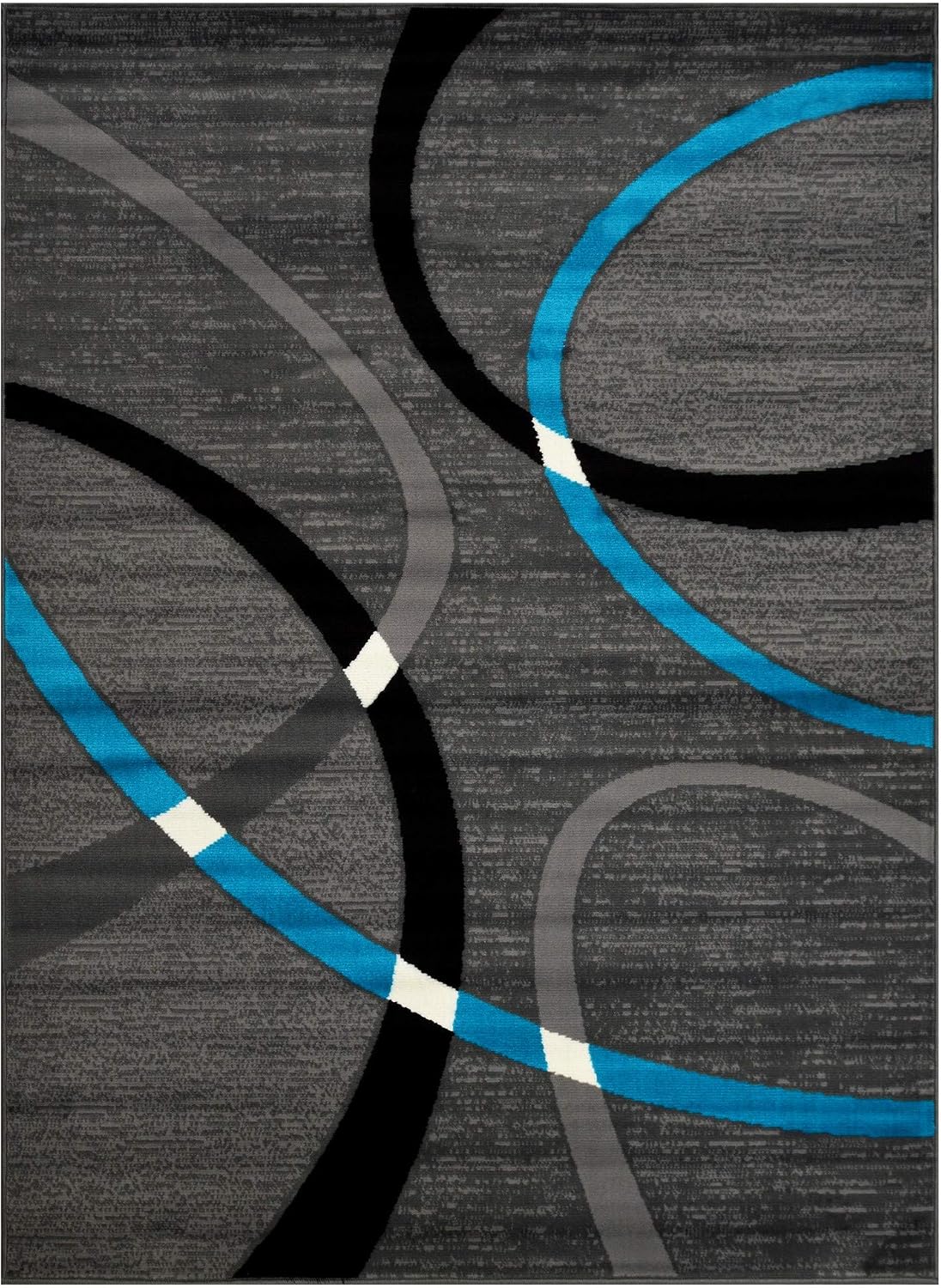 HR Geometric Stripes Area Rug 5x7 Oval Pattern Modern Turquoise & Grey Carpet Comfy shed Free Stain Resistant