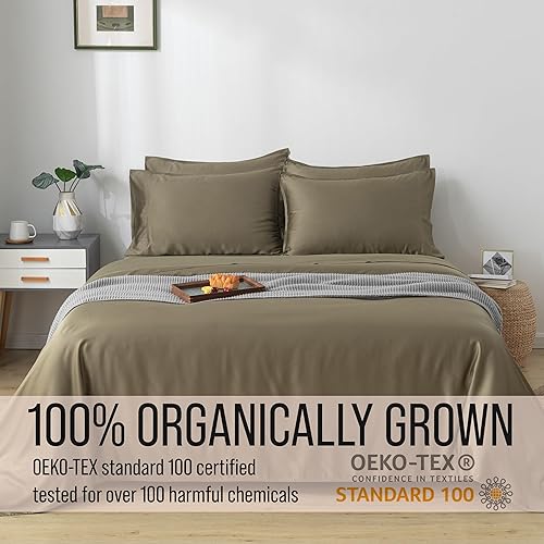 Miniatura 4 de Bella Coterie - Juego de sábanas de viscosa de bambú de lujo de 6 piezas, 100% cultivado orgánicamente, enfriamiento para personas que duermen con