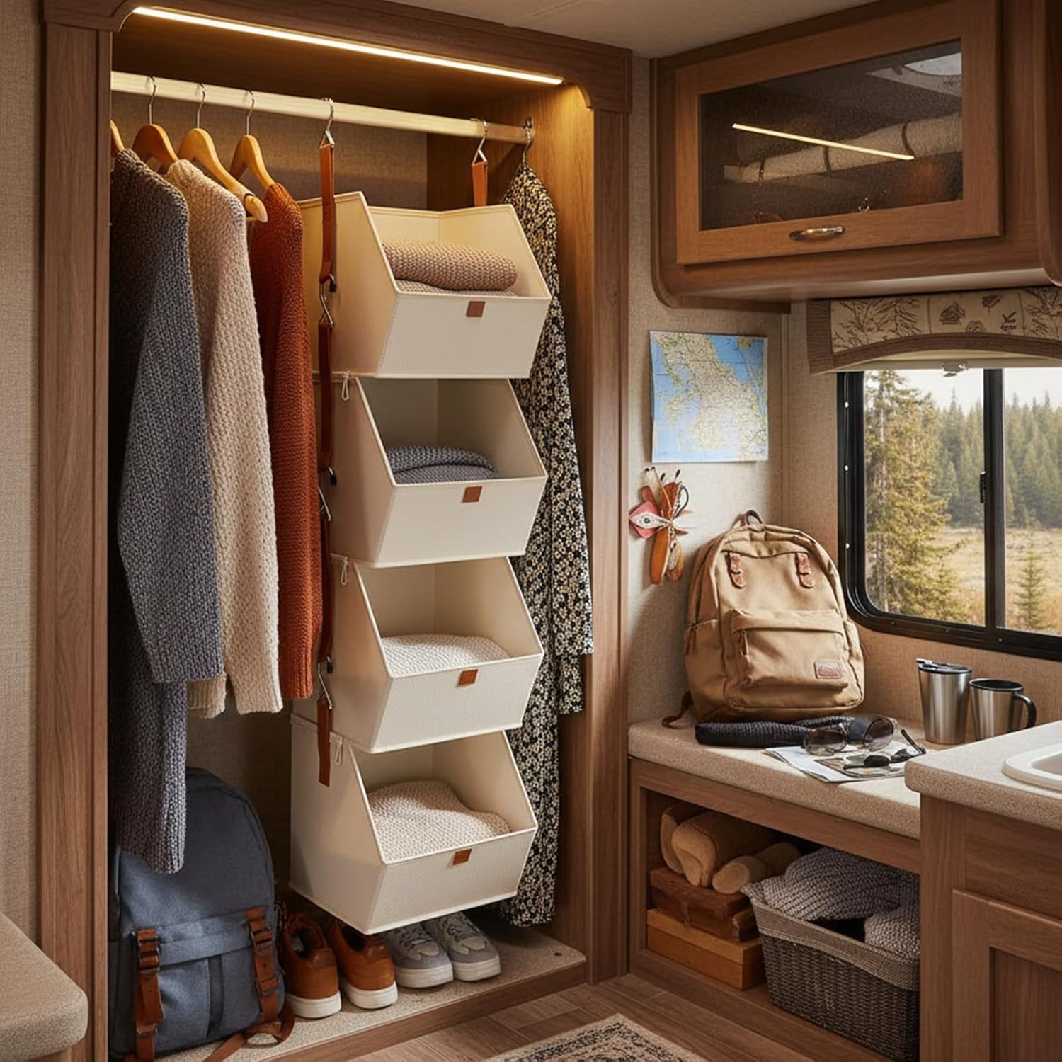 ドアに掛けて使用する収納オーガナイザー - 4段衣類オーガナイザー | 布製収納箱 - アパート 住宅所有者 寝室 寮 保育室 オフ