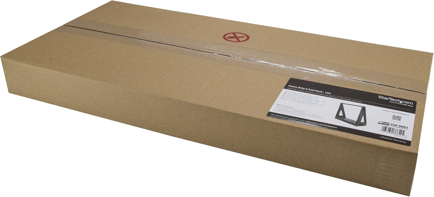 StarTech.com 2-Post 12U Heavy-Duty Desktop Server Rack, Small Open Frame 19in Computer Rack, Compact Network Rack for AV / Studio / Data / IT Equipment, Two-Post Home/Office Rack, TAA (2POSTRACK12) - Image 6